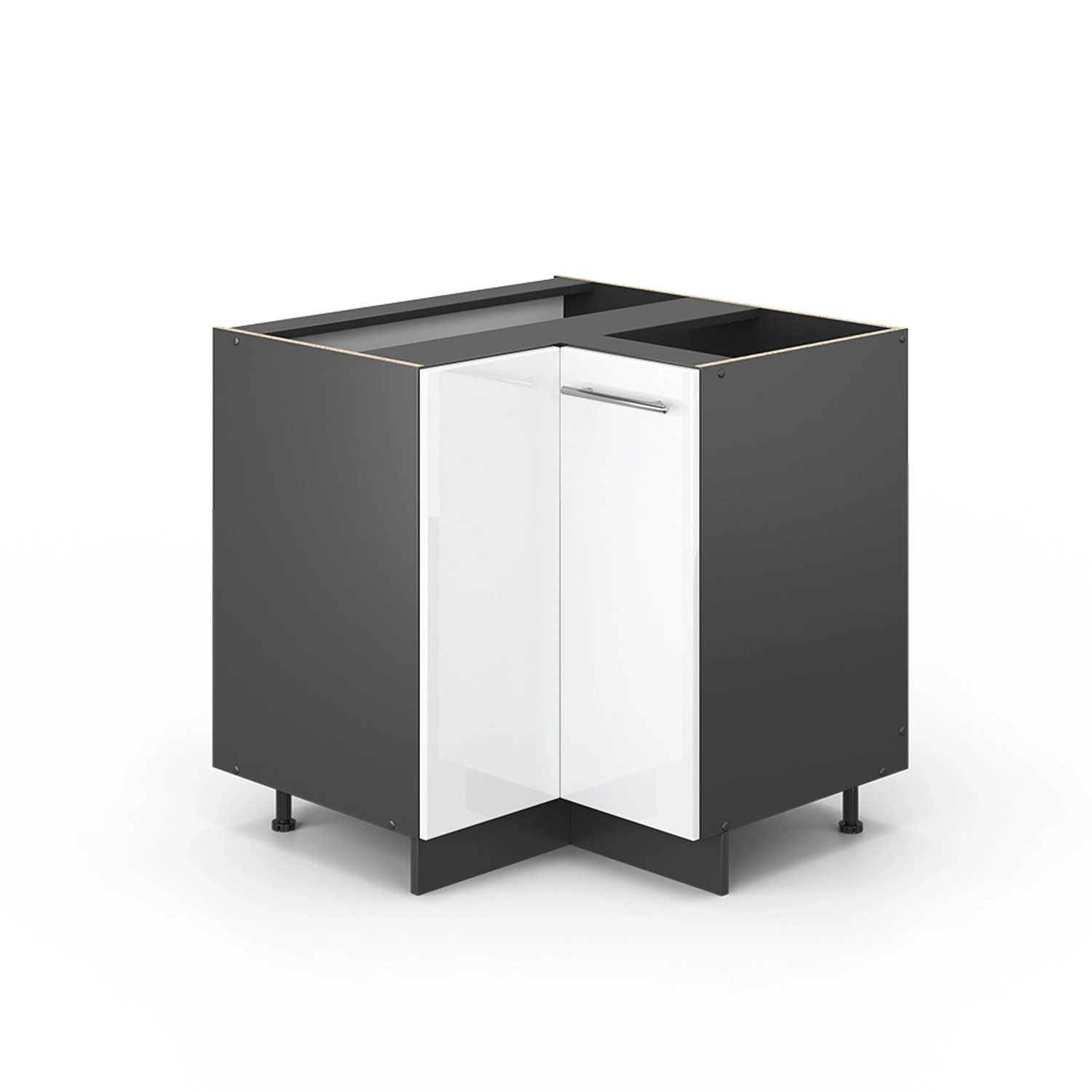 Vicco Eckunterschrank Fame-Line, Weiß Hochglanz/Anthrazit, 80.5 günstig online kaufen