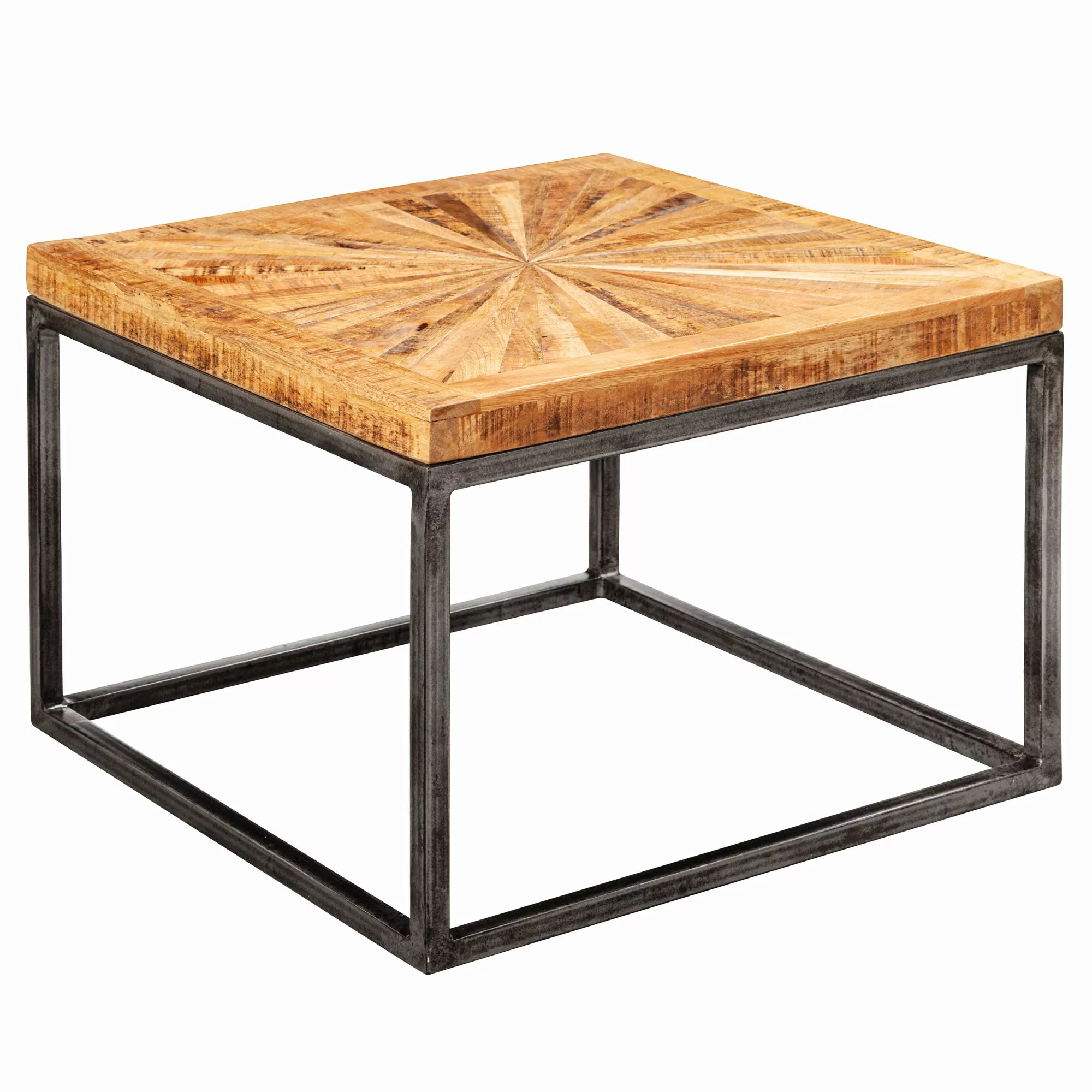 Couchtisch Mango Massivholz 55x40x55 cm Tisch mit Metallgestell | Wohnzimme günstig online kaufen