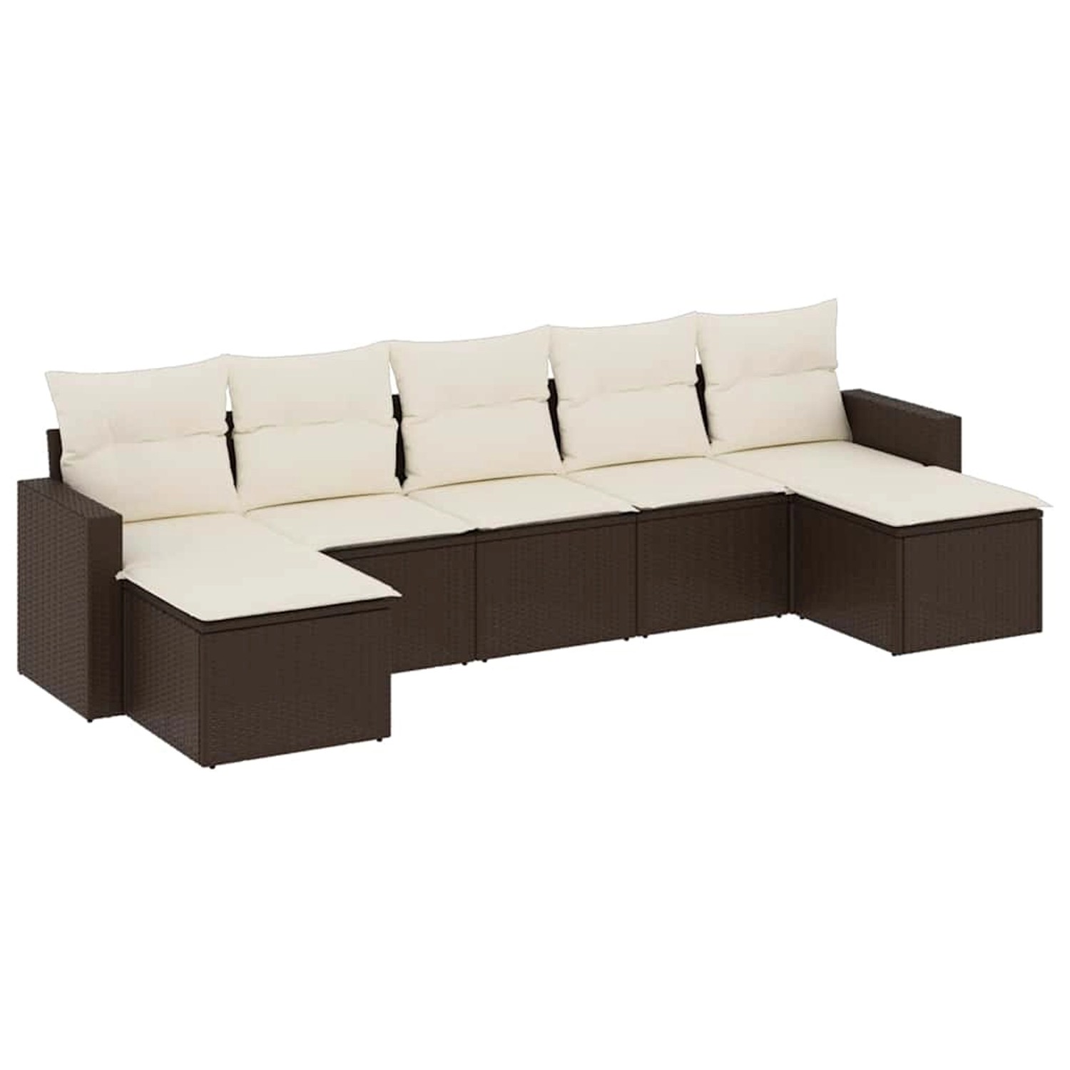 vidaXL 7-Tlg Garten-Sofagarnitur mit Kissen Braun Poly Rattan 3219333 günstig online kaufen