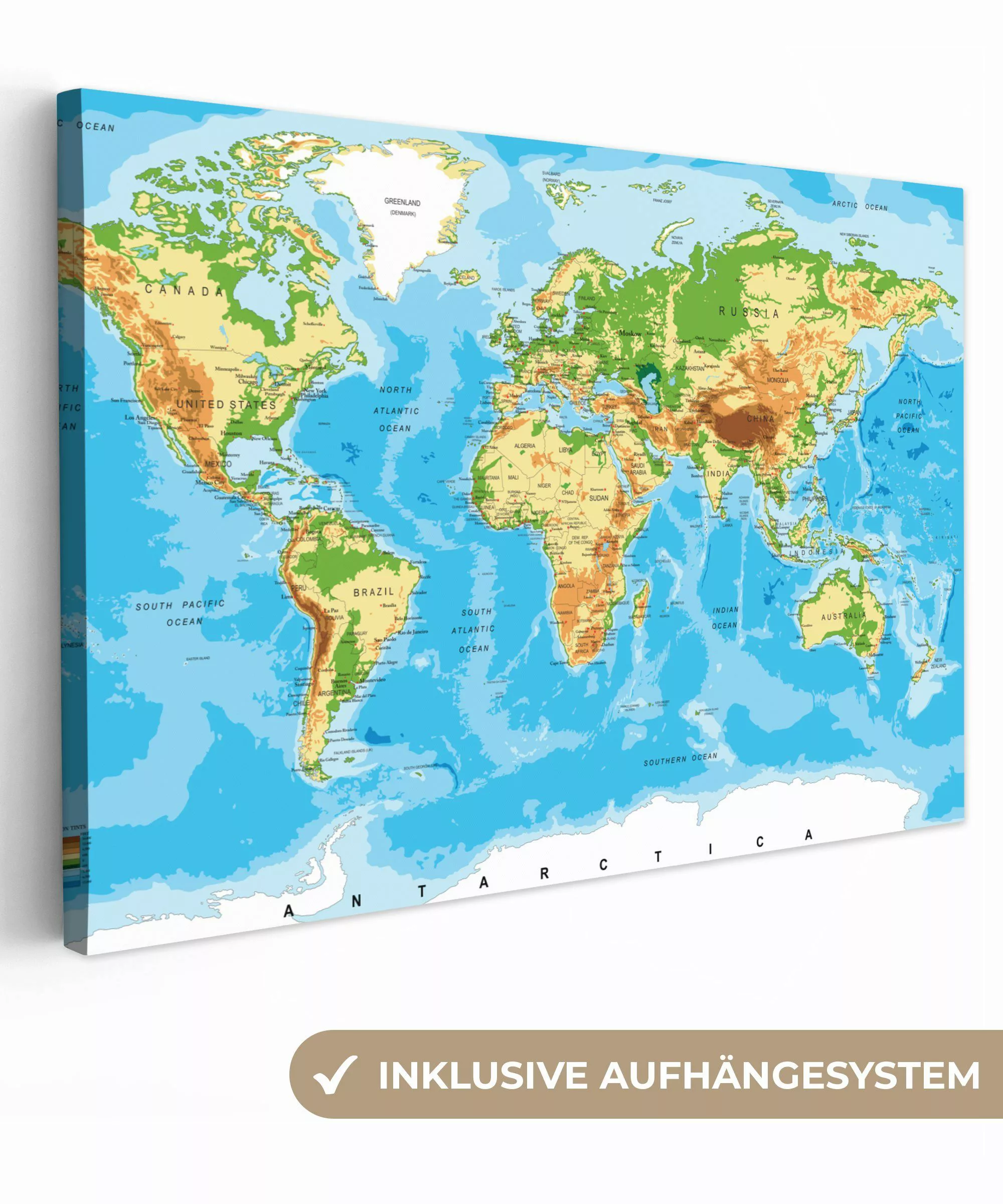 OneMillionCanvasses® Leinwandbild Weltkarte - Atlas - günstig online kaufen
