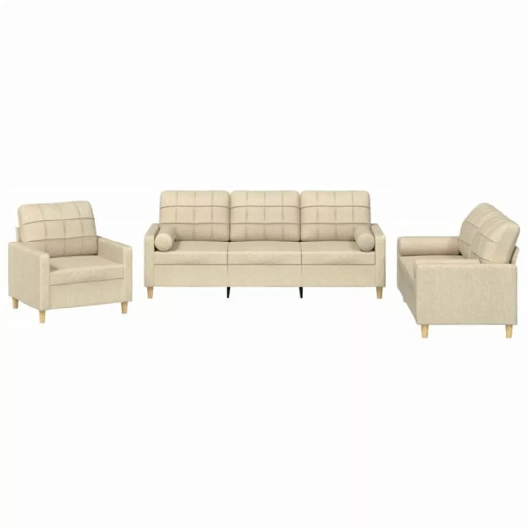 vidaXL Sofa Sofagarnitur mit Kissen Stoff, mit Zierkissen, Creme günstig online kaufen