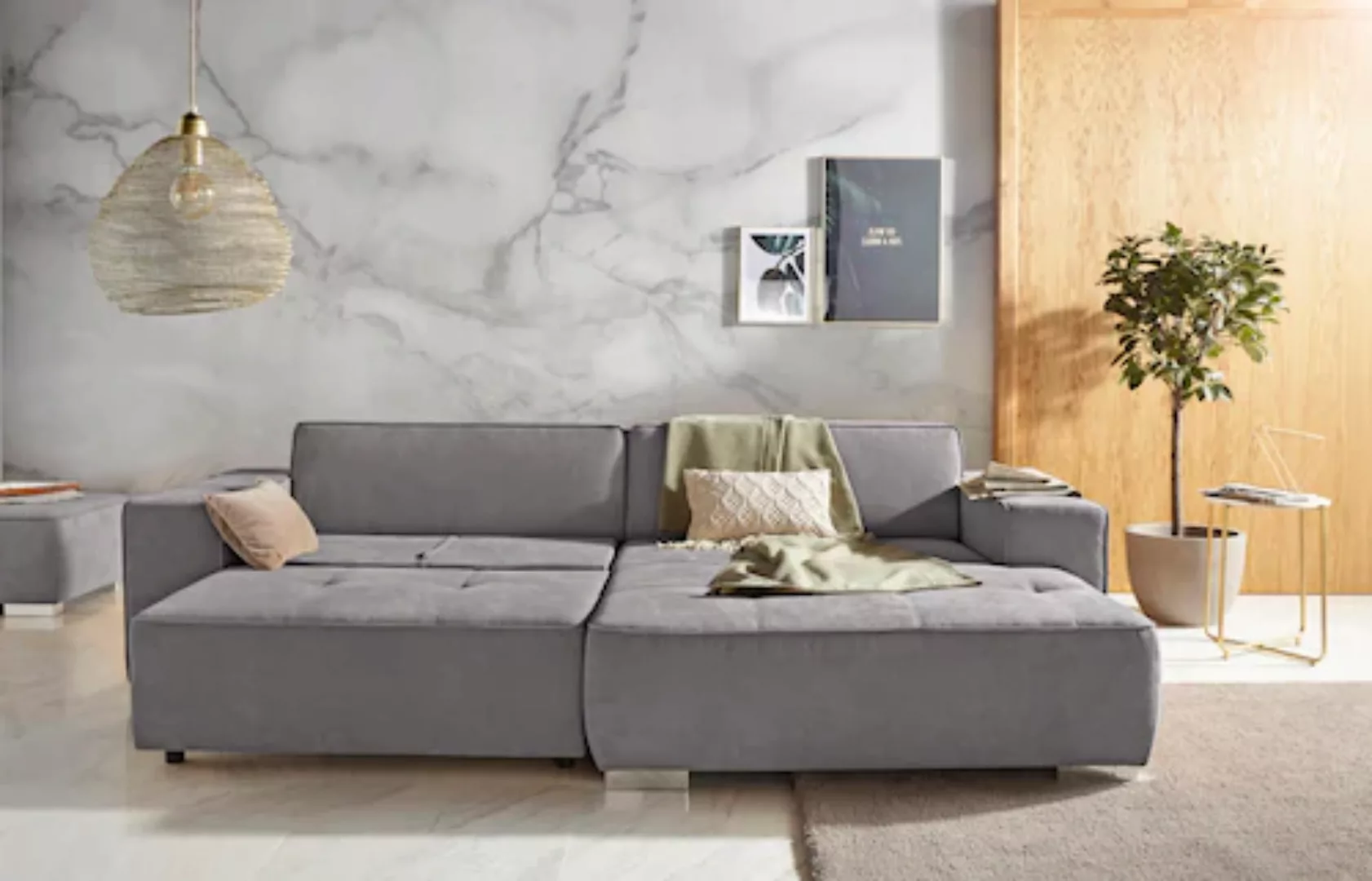 INOSIGN Ecksofa »Sapporo L-Form«, wahlweise Bettfunktion oder Sitztiefenver günstig online kaufen