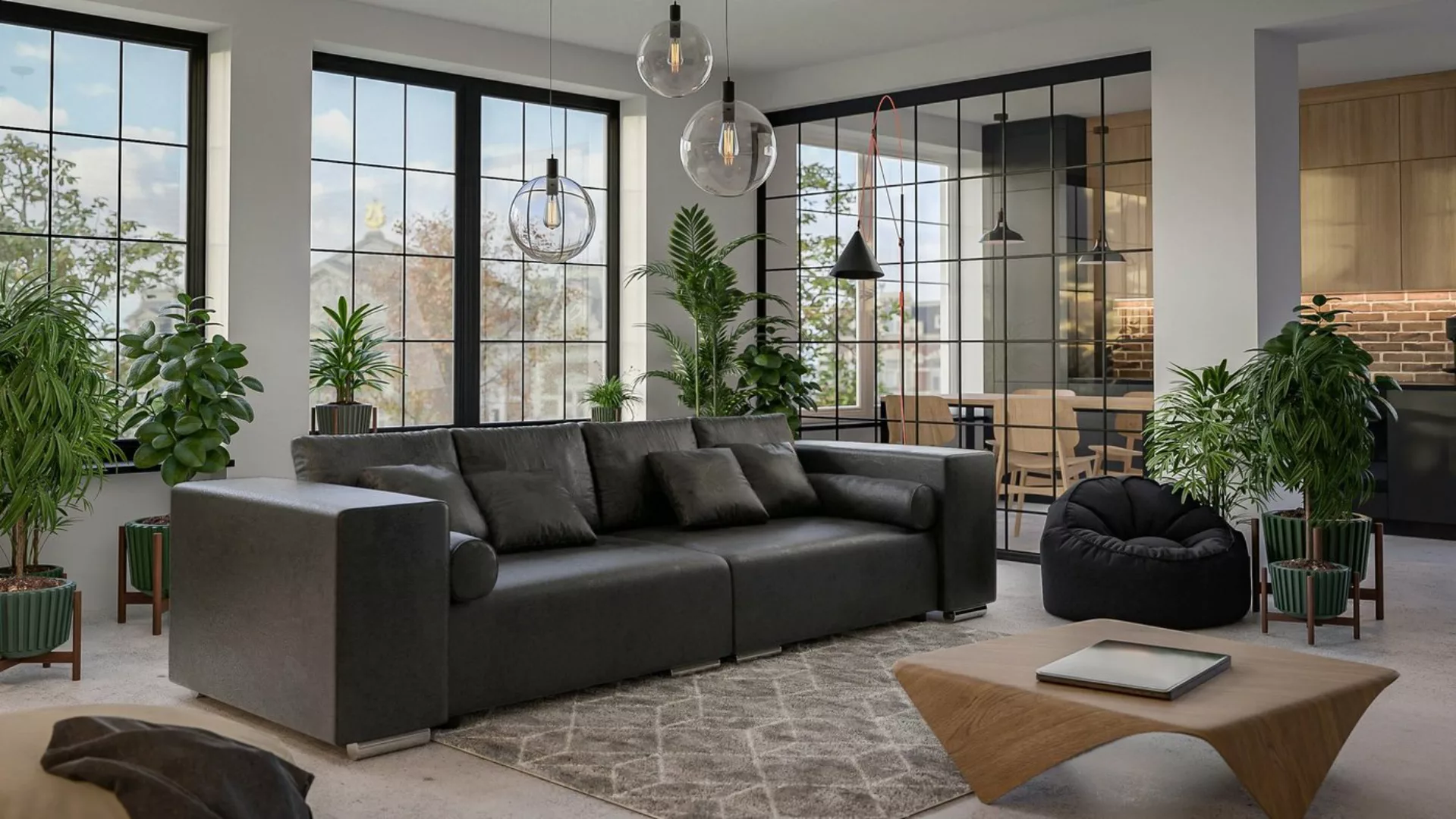 S-Style Möbel Big-Sofa Amaru 5-Sitzer mit Schlaffunktion, mit Wellenfederun günstig online kaufen