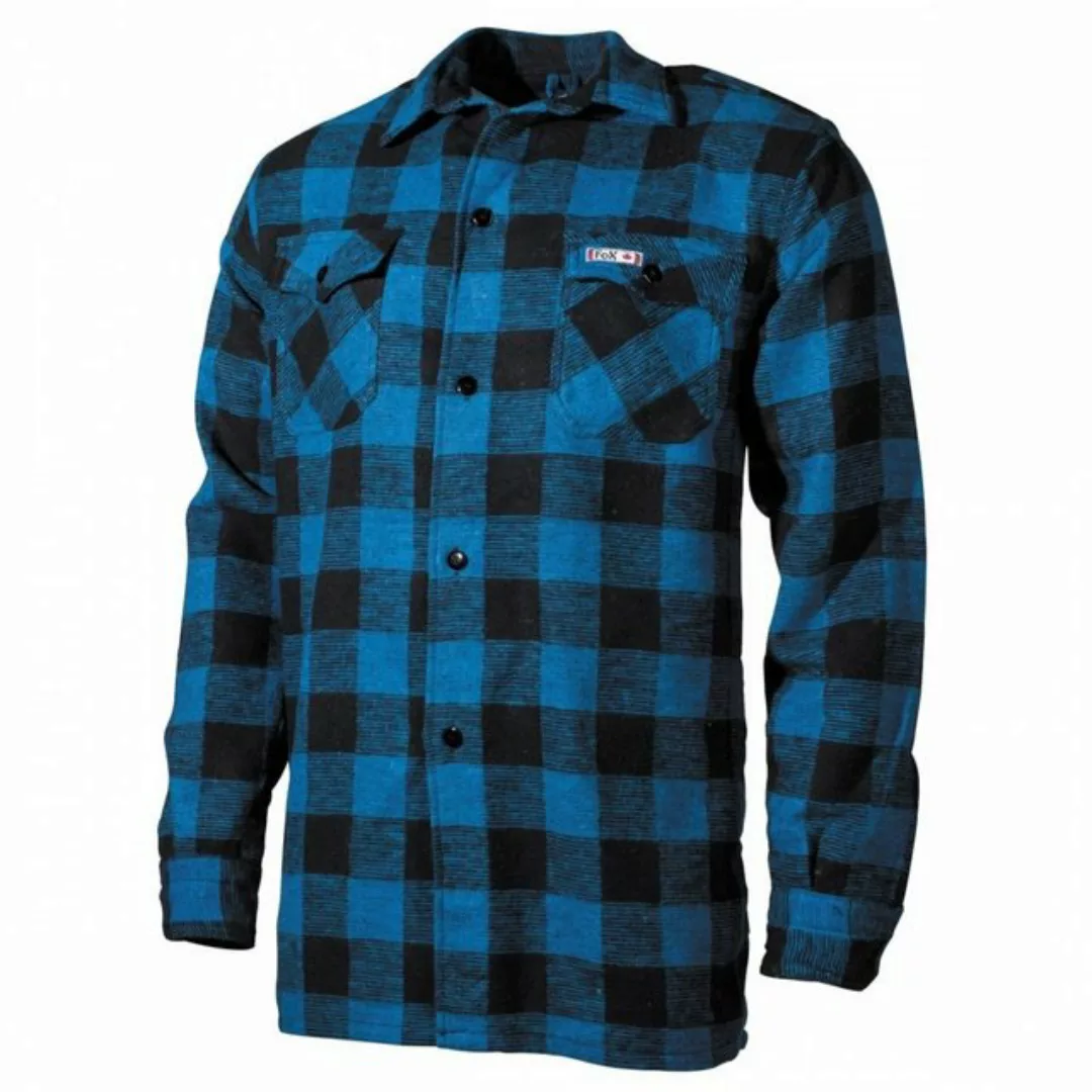 FoxOutdoor Flanellhemd Holzfällerhemd, blau/schwarz, kariert - S günstig online kaufen