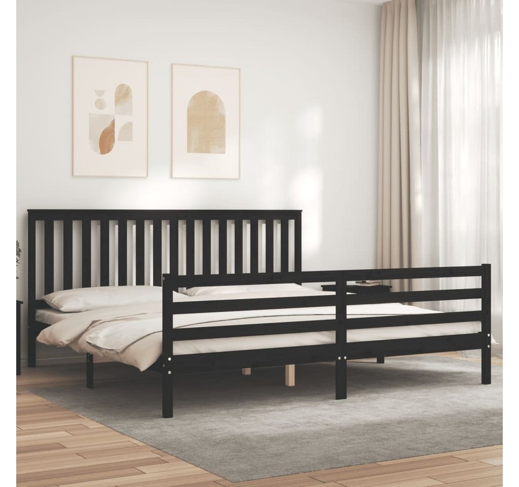 vidaXL Bett Massivholzbett mit Kopfteil Schwarz 200x200 cm günstig online kaufen