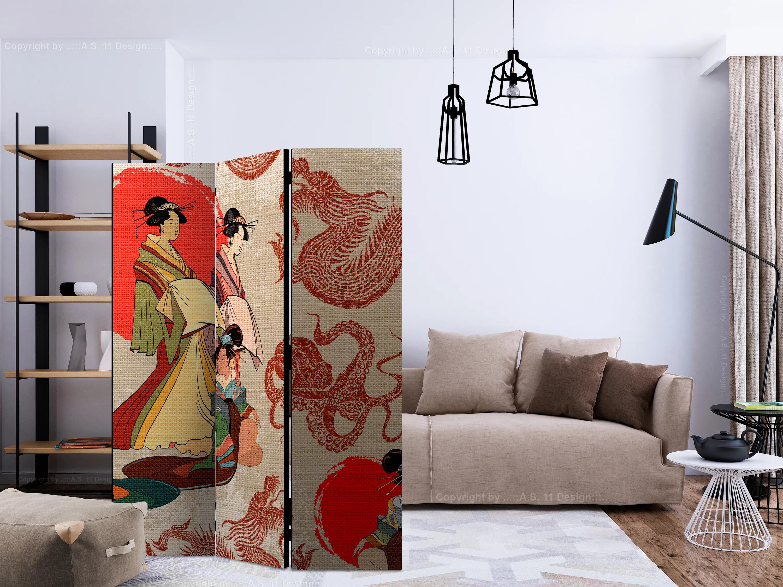 3-teiliges Paravent - Geishas [room Dividers] günstig online kaufen