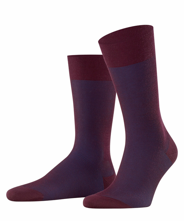 FALKE Fine Shadow Wool Herren Socken, 41-42, Rot, Streifen, Schurwolle, 131 günstig online kaufen