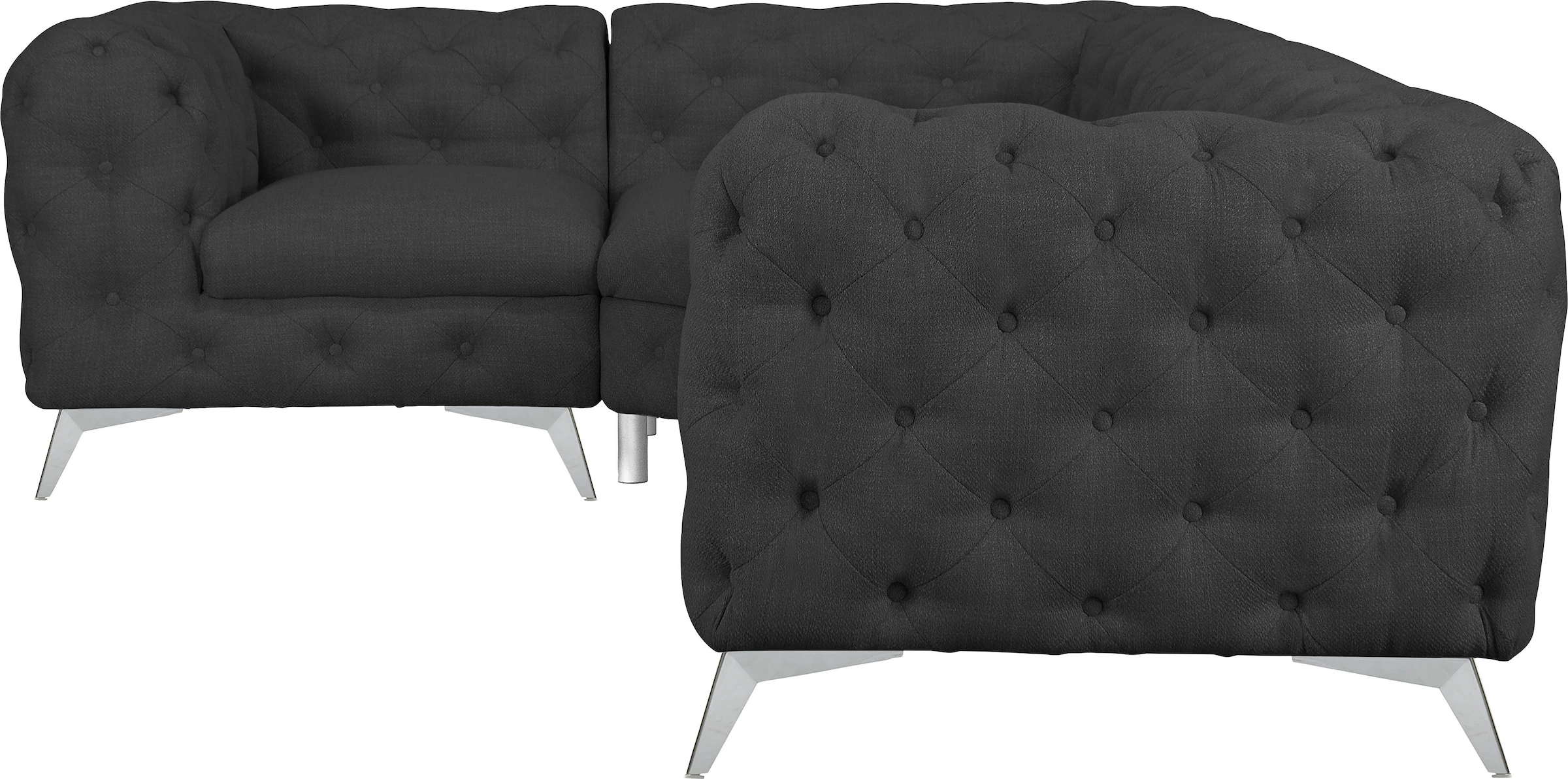 Leonique Chesterfield-Sofa »Ecksofa GLYNIS L-Form mit Wellenunterfederung, günstig online kaufen