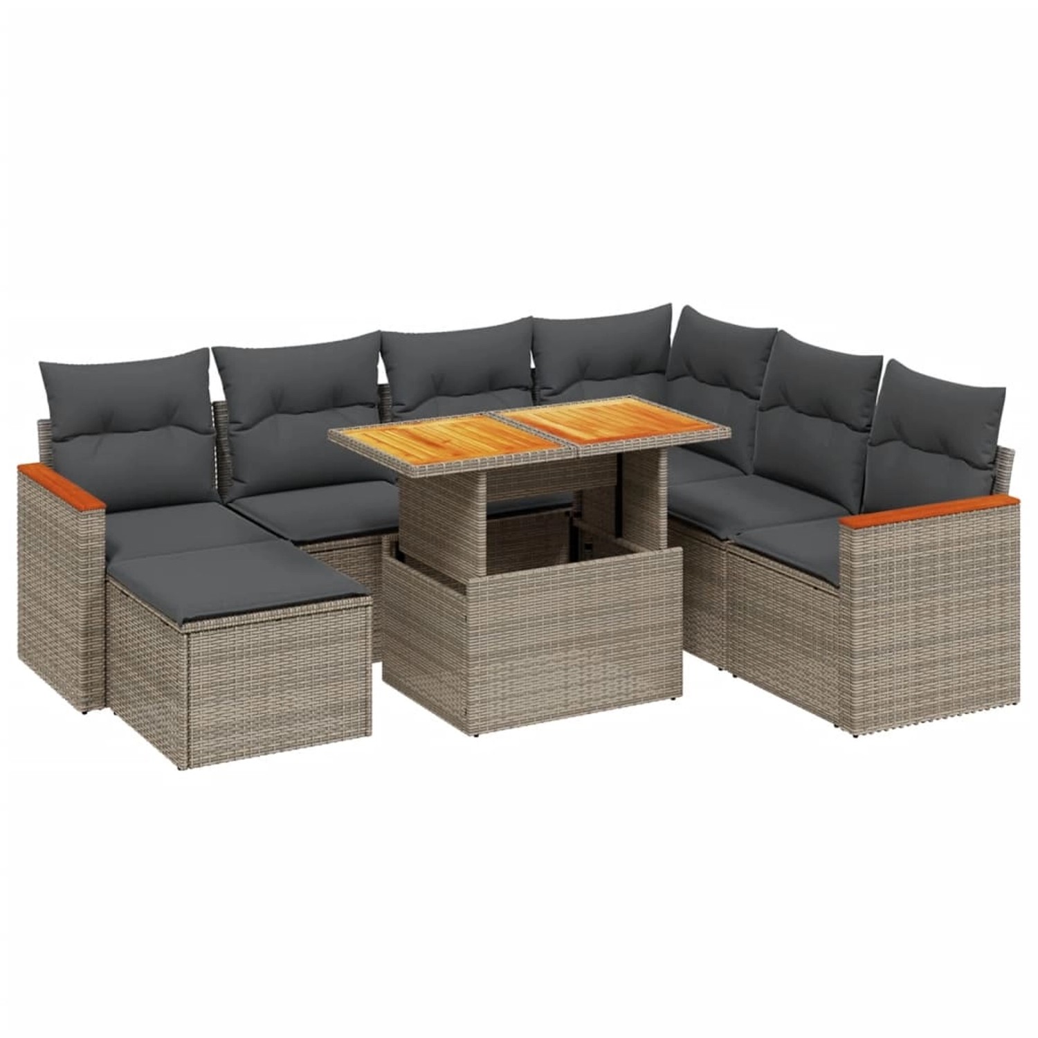vidaXL 8-Tlg Garten-Sofagarnitur mit Kissen Grau Poly Rattan 3276056 günstig online kaufen