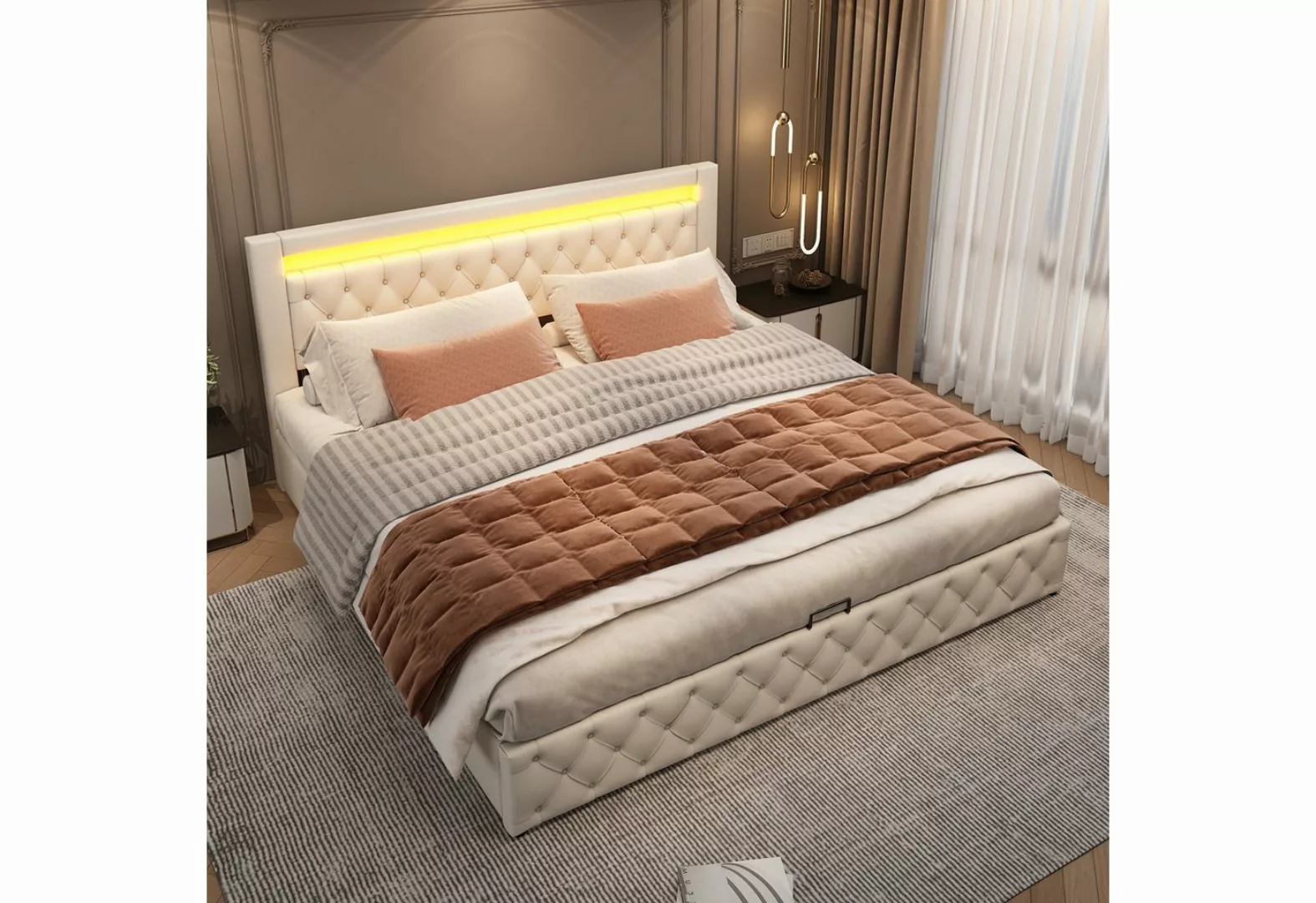 MODFU Polsterbett Doppelbett (180 x 200 cm ohne Matratze), Funktionsbett mi günstig online kaufen
