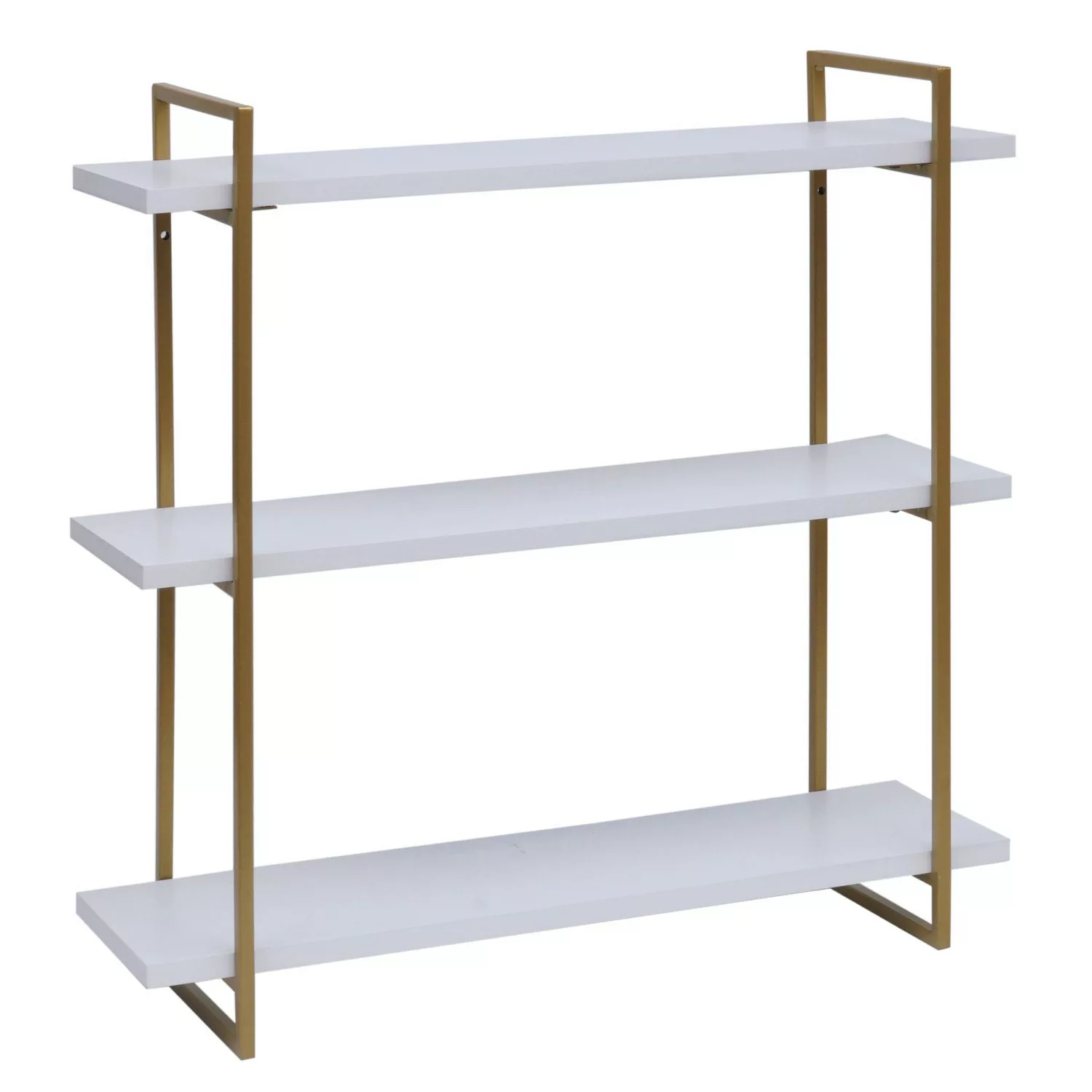 MCW Wandregal K78 60x60x18cm Weiß Metall Gold günstig online kaufen