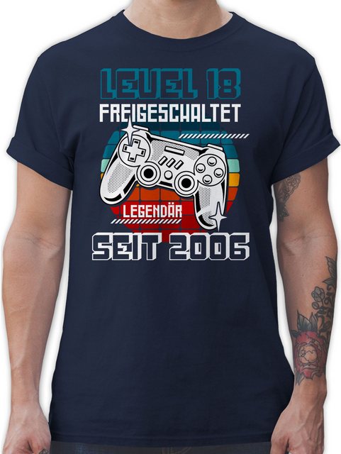 Shirtracer T-Shirt Geschenke 18 Geburtstag Geschenkidee - Level 18 freigesc günstig online kaufen