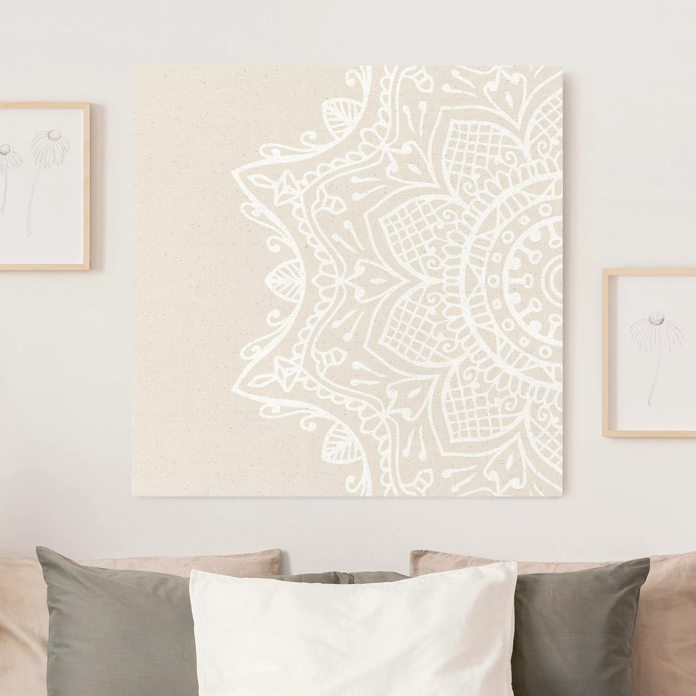 Leinwandbild auf Naturcanvas Weißes Mandala I günstig online kaufen