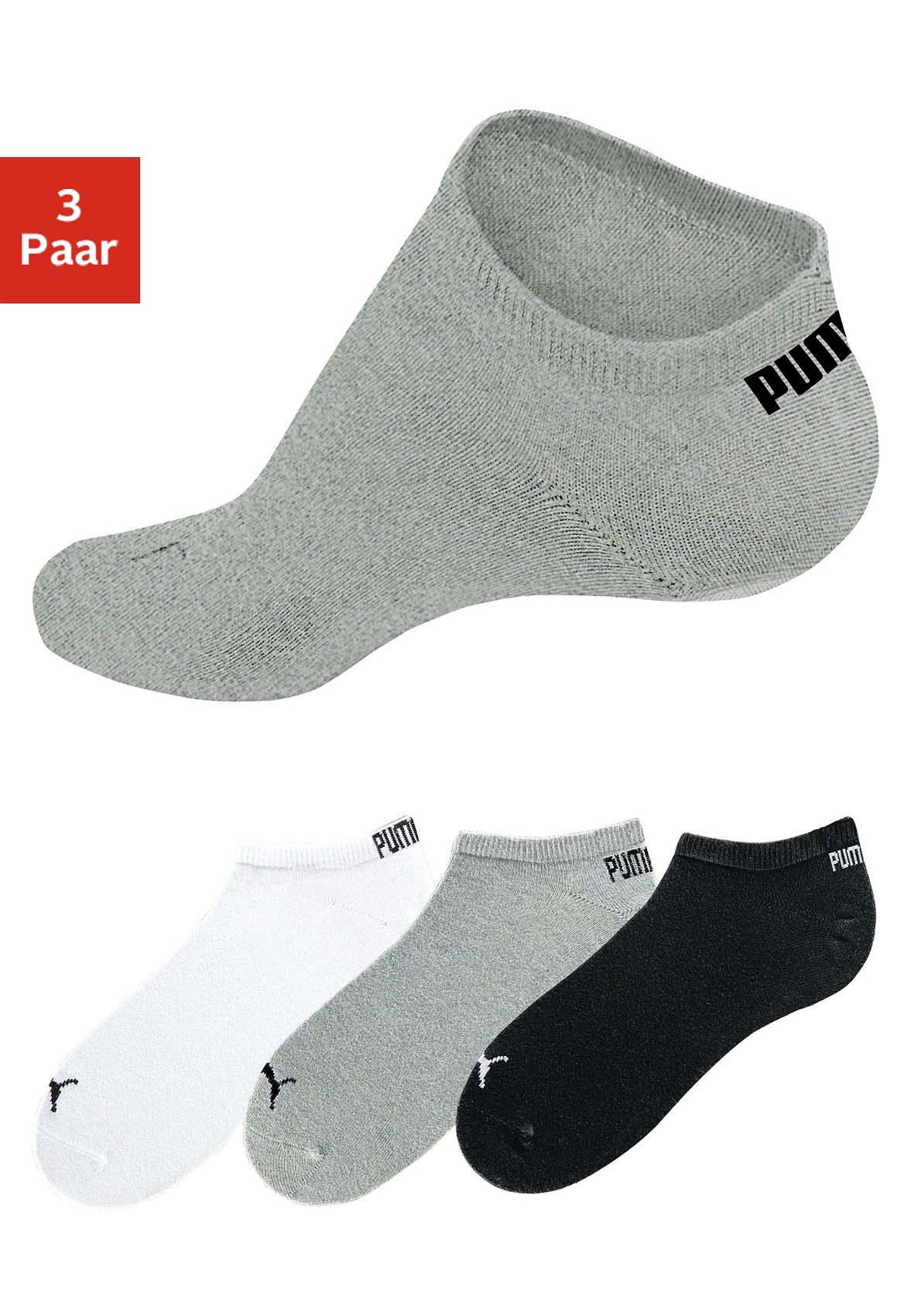 PUMA Sneakersocken, (3 Paar), mit eingestricktem Markenlogo günstig online kaufen