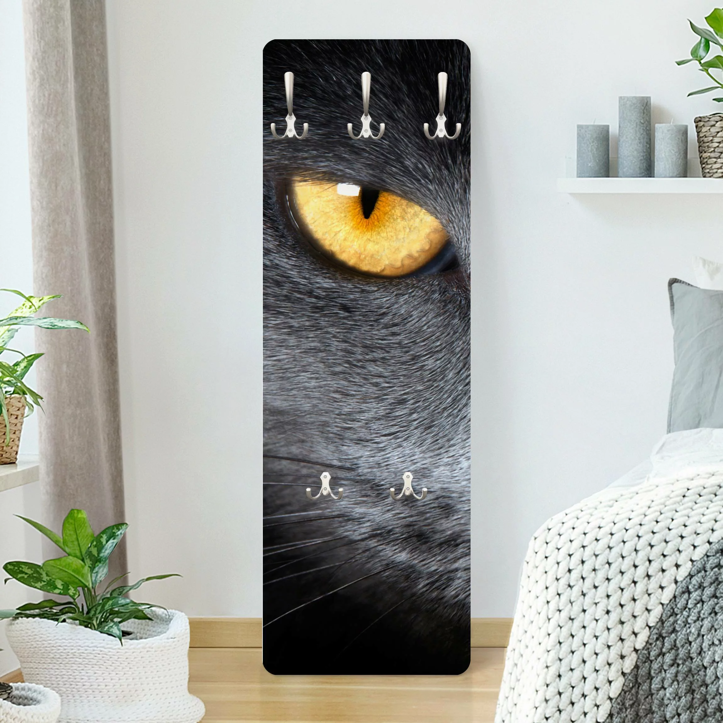 Wandgarderobe Holzpaneel Tiere Cats Gaze günstig online kaufen