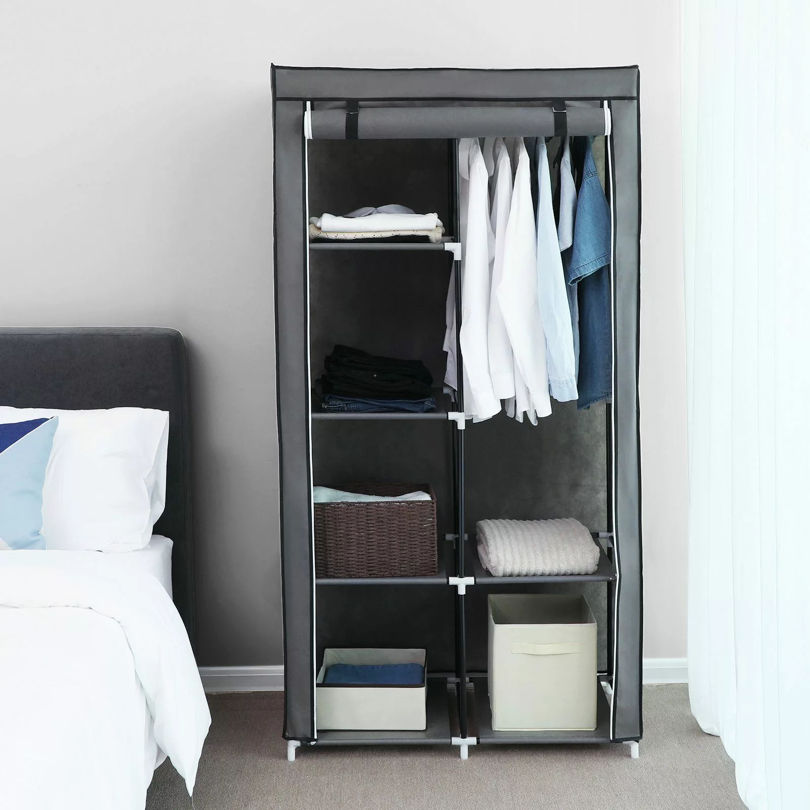 SONGMICS Stoffschrank Kleiderschrank Garderobe, mit 1 günstig online kaufen
