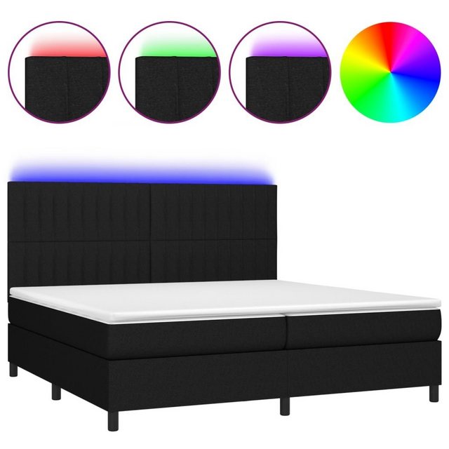 vidaXL Bettgestell Boxspringbett mit Matratze LED Schwarz 200x200 cm Stoff günstig online kaufen