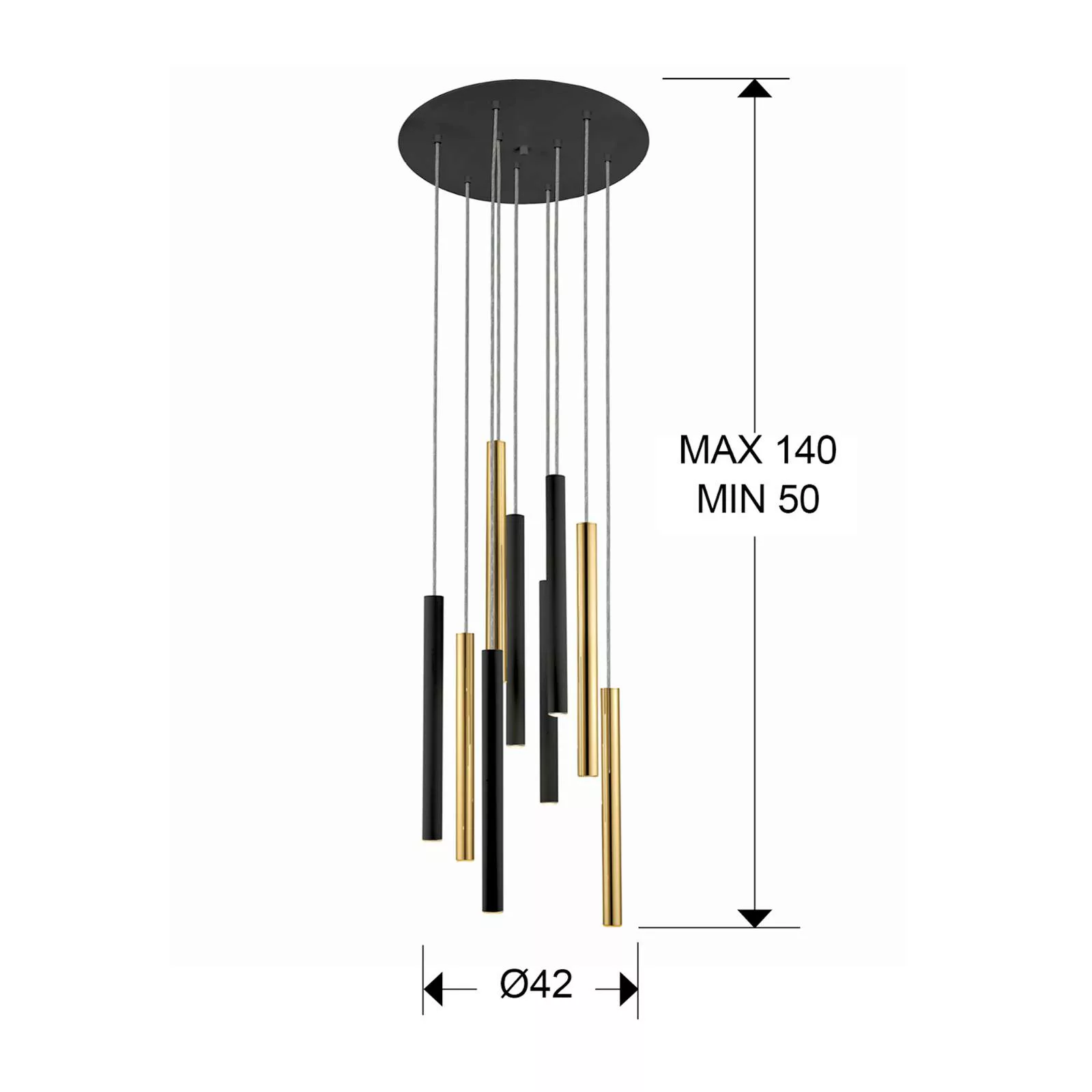 LED-Hängelampe Varas steuerbar 9-flg gold/schwarz günstig online kaufen