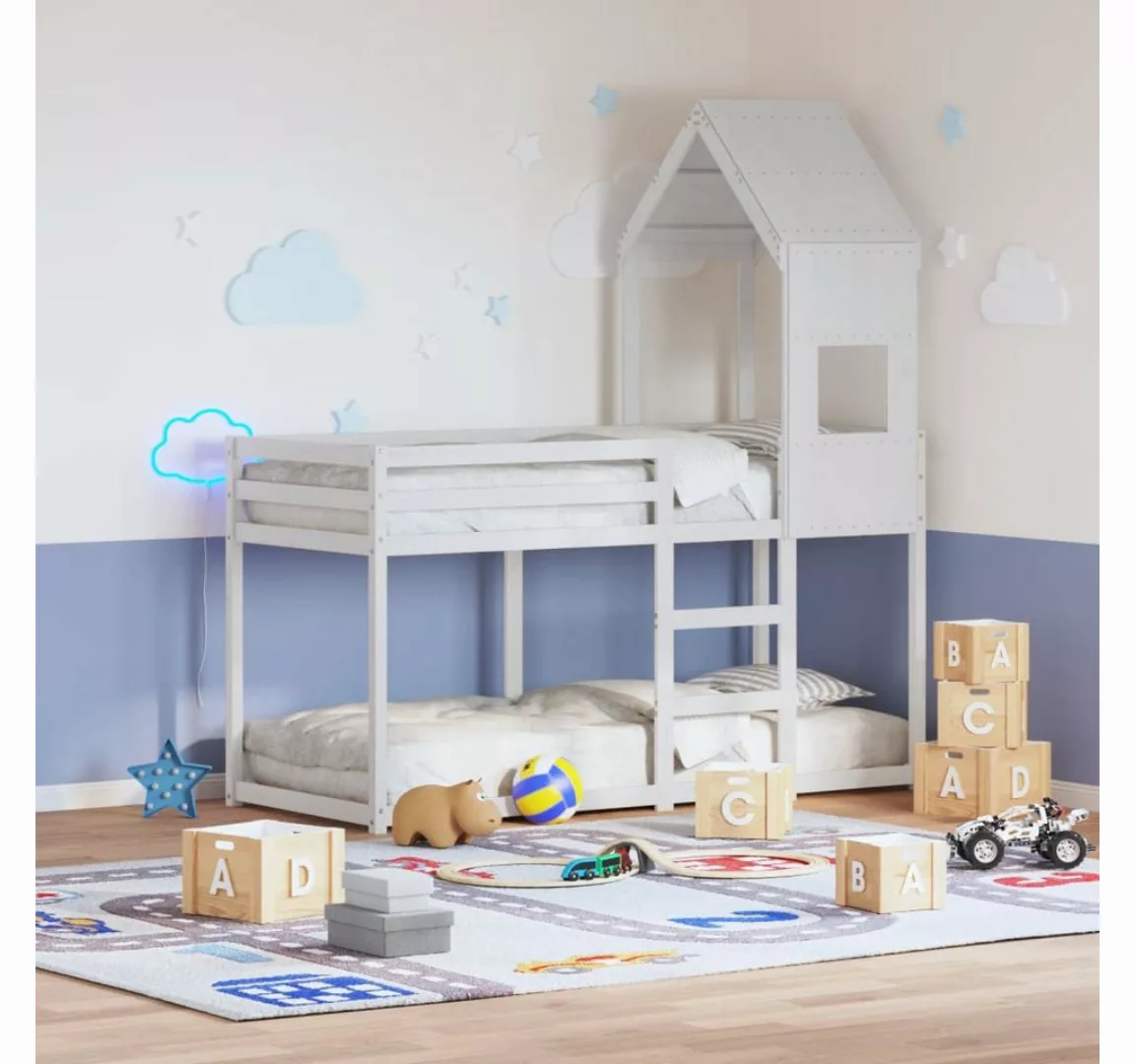 vidaXL Bett, Dach für Kinderbett Weiß 55x84x132 cm Massivholz Kiefer günstig online kaufen