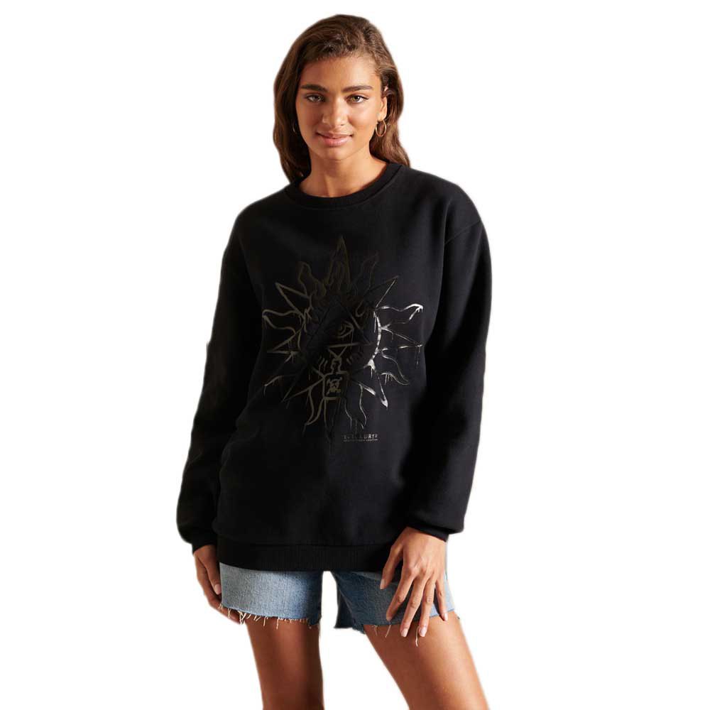 Superdry Oversized Crossing Lines Crew Pullover L Jet Black günstig online kaufen