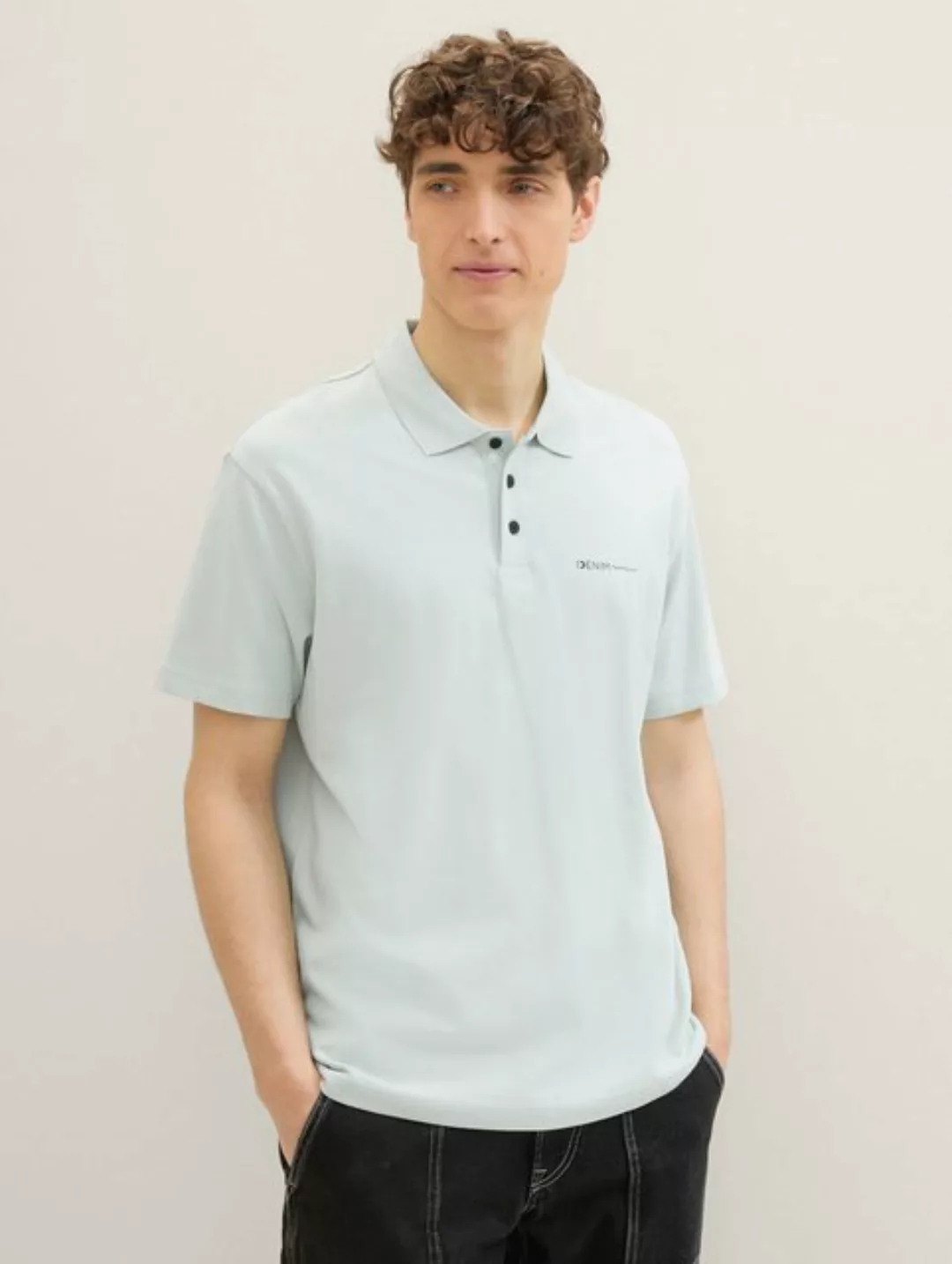 TOM TAILOR Denim Poloshirt Relaxed Poloshirt mit Logo Print günstig online kaufen