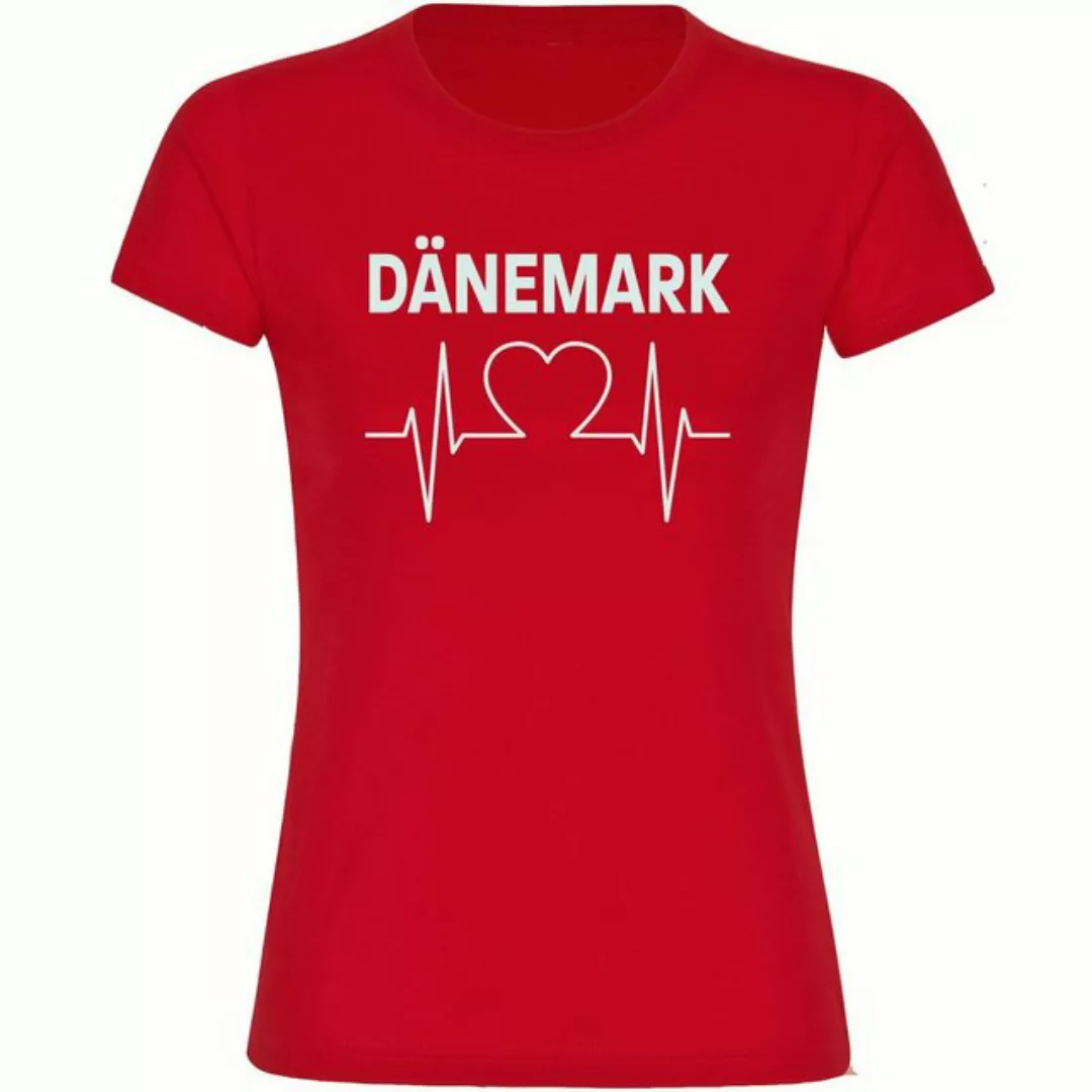 multifanshop T-Shirt Damen Dänemark - Herzschlag - Frauen günstig online kaufen