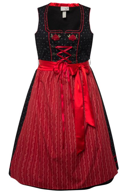 Ulla Popken Dirndl Dirndl Blütenstickerei Carree-Ausschnitt ärmellos günstig online kaufen