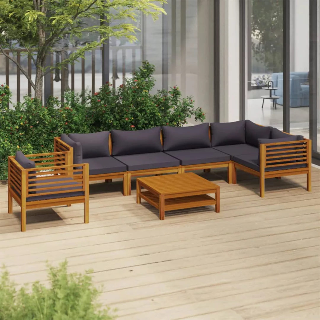 7-tlg. Garten-lounge-set Mit Auflage Massivholz Akazie günstig online kaufen