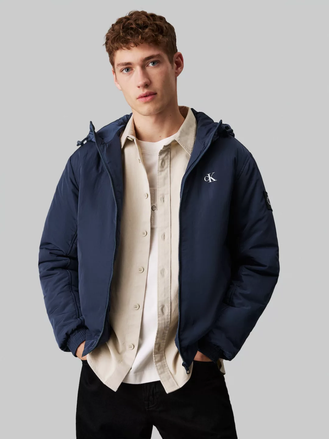 Calvin Klein Jeans Outdoorjacke "PADDED HOODED HARRINGTON", mit Kapuze, mit günstig online kaufen