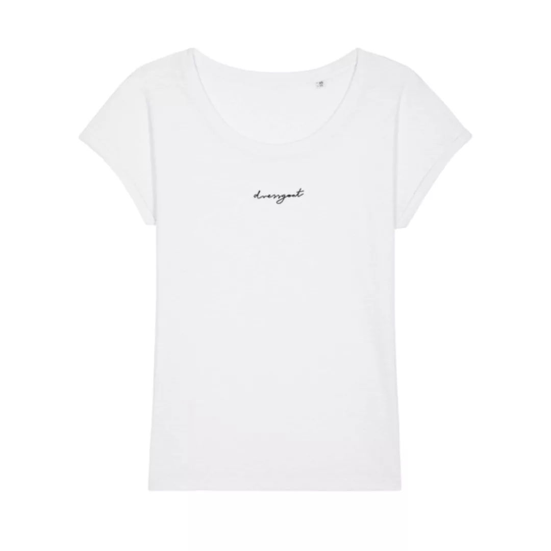 Damen Roll-up Rundhals T-shirt Aus Bio-baumwolle Dressgoat - Weiß günstig online kaufen