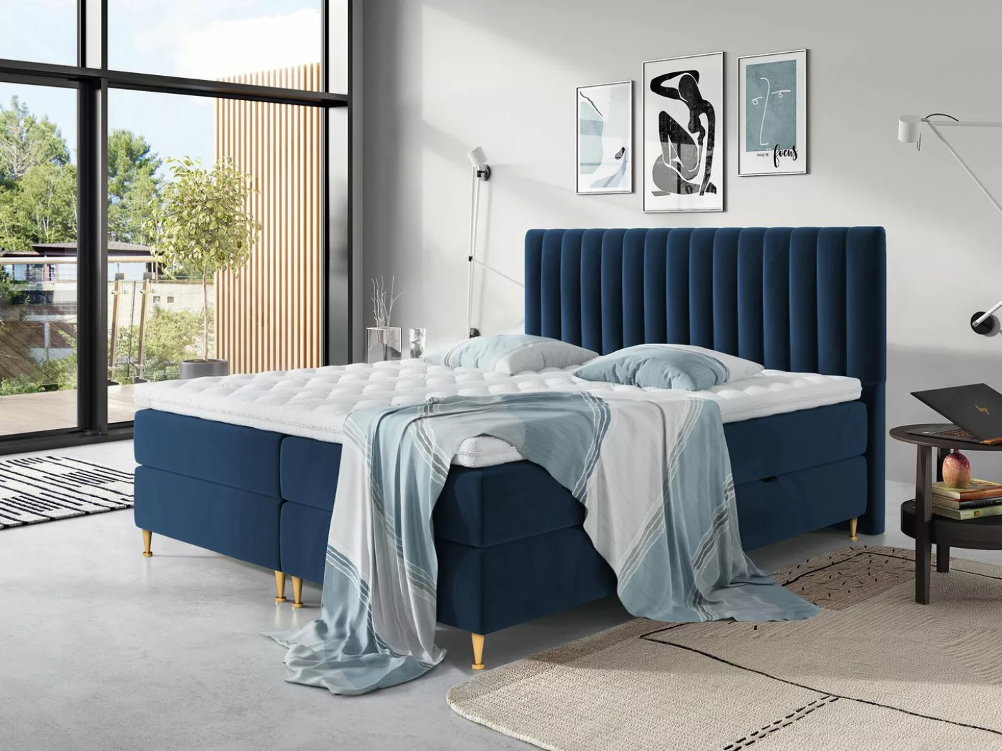 MIRJAN24 Boxspringbett Elegance (Topper, Matratze und 2 Bettkästen + Gasdru günstig online kaufen