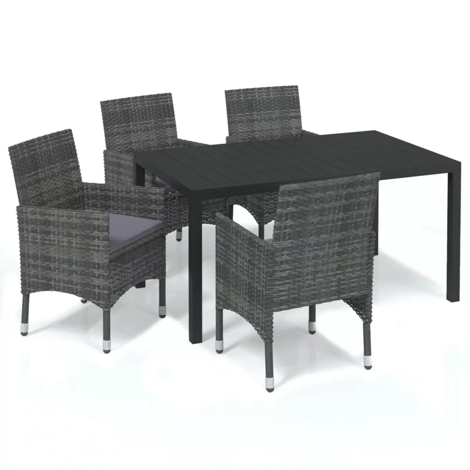 vidaXL 5-tlg Garten-Essgruppe mit Kissen Poly Rattan Grau Modell 22 günstig online kaufen