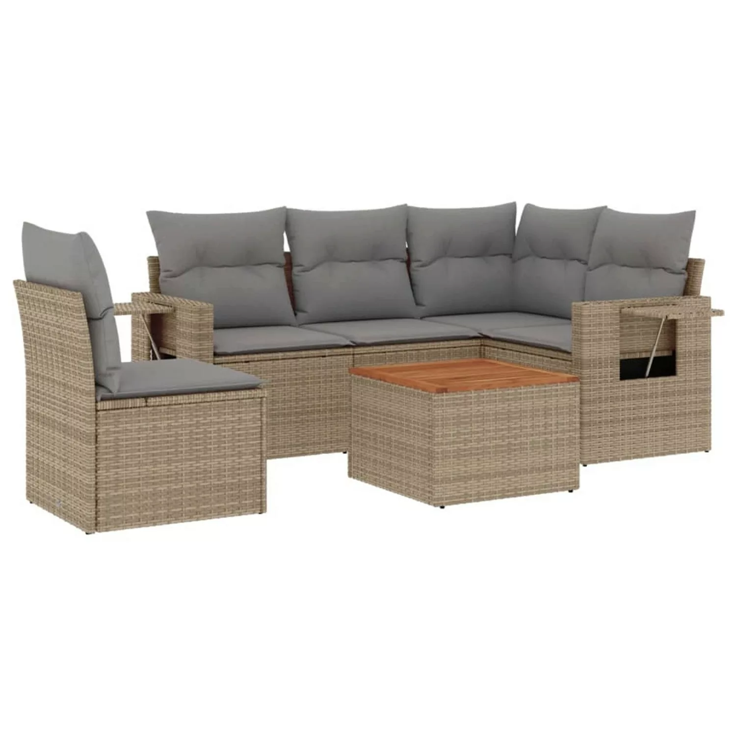 vidaXL 6-tlg Garten-Sofagarnitur mit Kissen Beige Poly Rattan Modell 273 günstig online kaufen