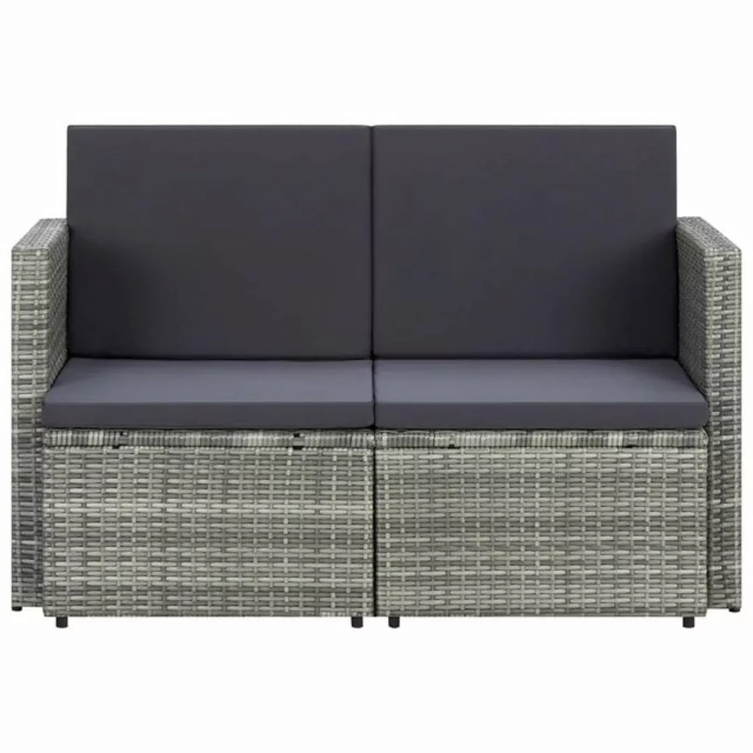 2-sitzer-gartensofa Mit Auflagen Grau Poly Rattan günstig online kaufen