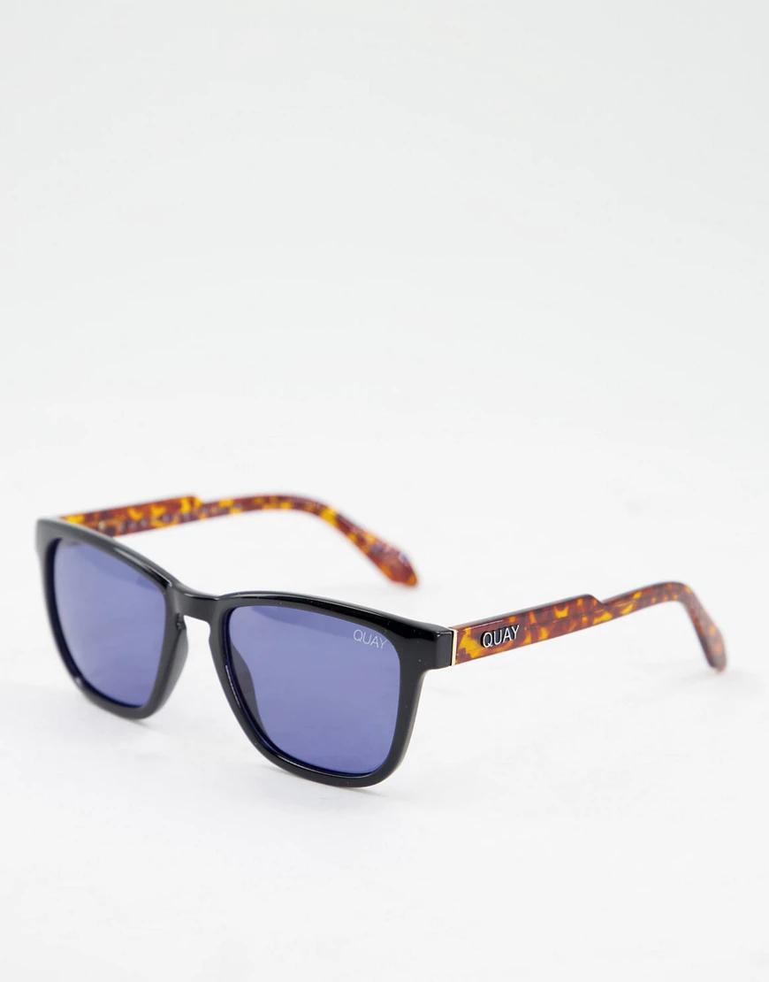 Quay – Eckige Sonnenbrille in Schwarz günstig online kaufen