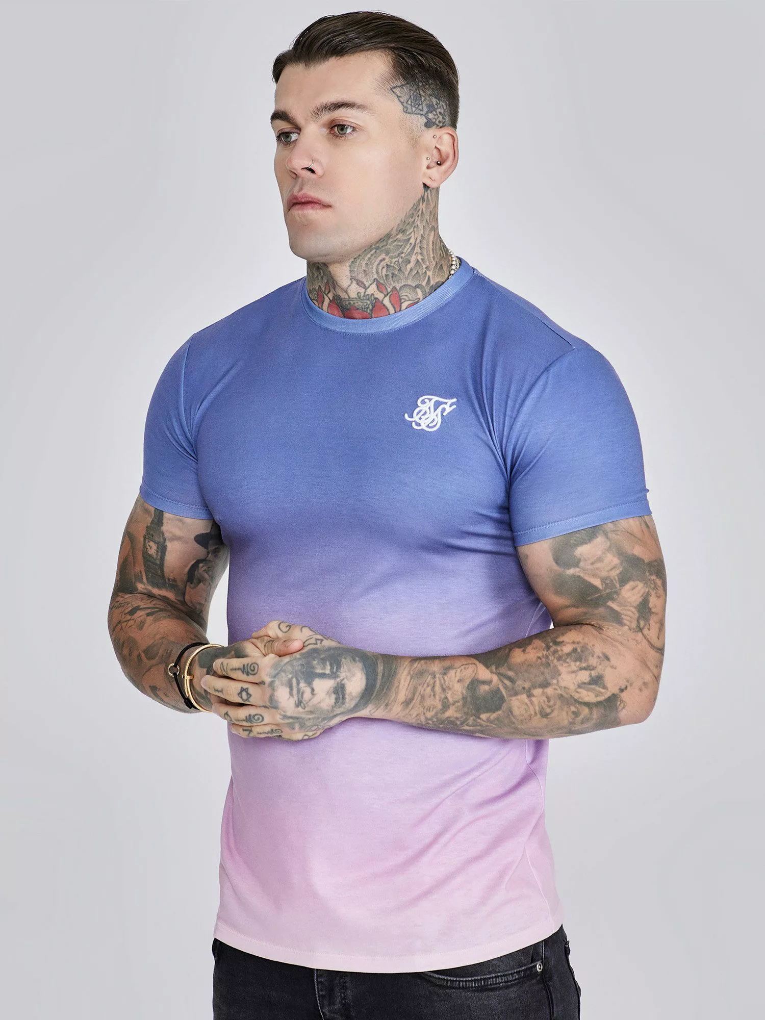 Siksilk T-Shirt SikSilk Herren Lila-Pink Verlauf günstig online kaufen
