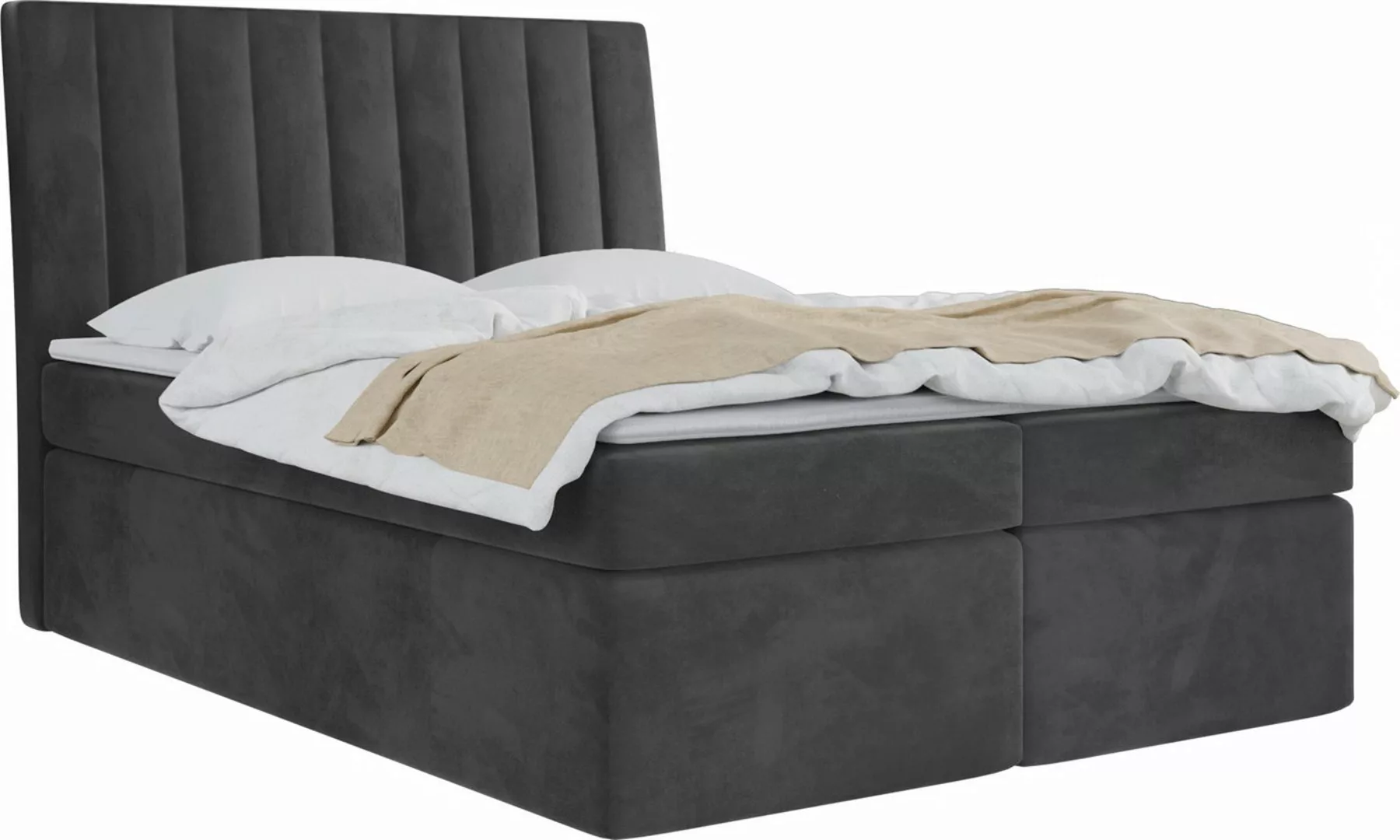 WFL GROUP Boxspringbett mit Topper AMILA, Samt Doppelbett mit Bettkasten günstig online kaufen