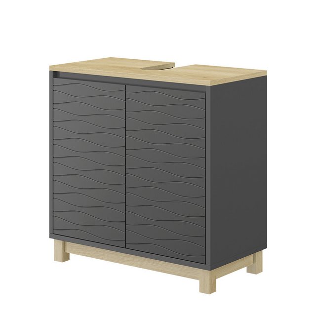 Vicco Waschbeckenunterschrank Livia, Anthrazit/Holz, 60 x 60 cm mit 2 Türen günstig online kaufen