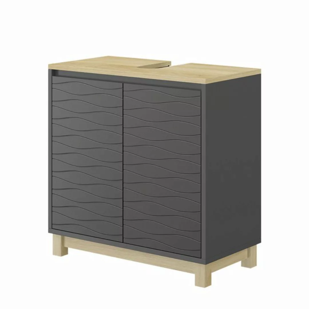 Vicco Waschbeckenunterschrank Livia, Anthrazit/Holz, 60 x 60 cm mit 2 Türen günstig online kaufen