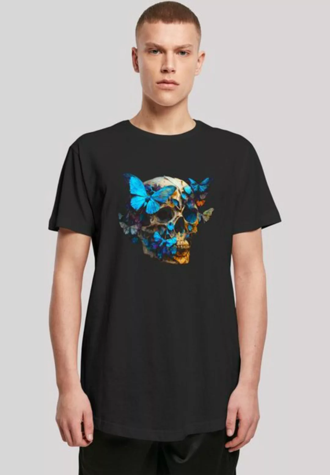 F4NT4STIC T-Shirt Schmetterling Skull LONG TEE Print günstig online kaufen