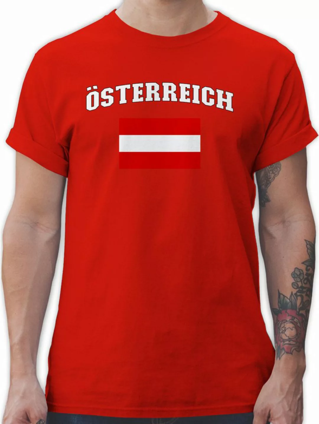 Shirtracer T-Shirt Österreich Schriftzug mit Flagge, Austria 2024 Fussball günstig online kaufen