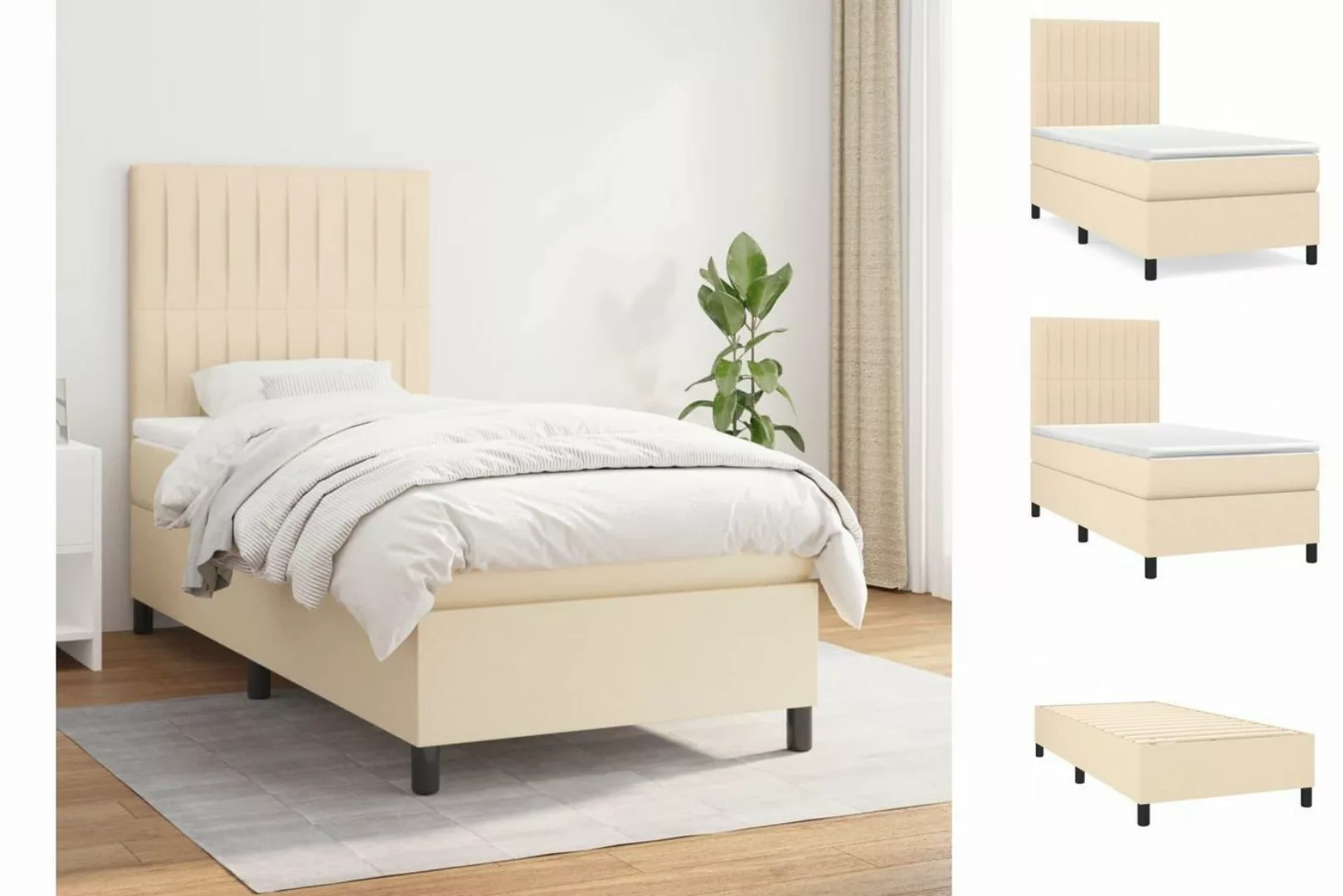 vidaXL Boxspringbett Boxspringbett mit Matratze Creme 80x200 cm Stoff Bett günstig online kaufen