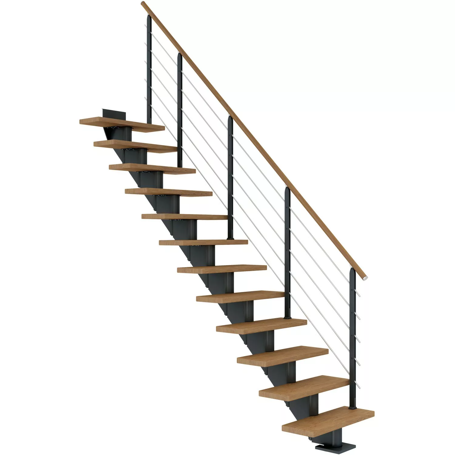 Dolle Mittelholmtreppe Hamburg Eiche Anthrazit GH bis 279 cm Gerade 85 cm F günstig online kaufen