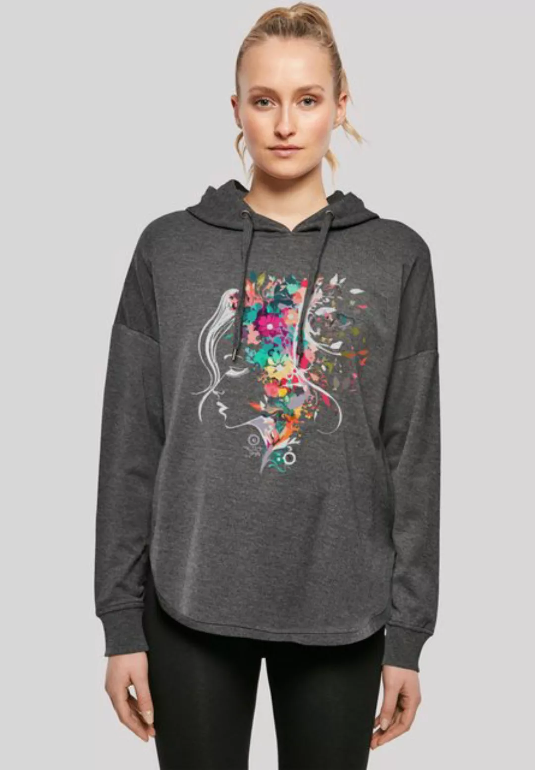 F4NT4STIC Kapuzenpullover Silhouette Bunte Blumen Print günstig online kaufen