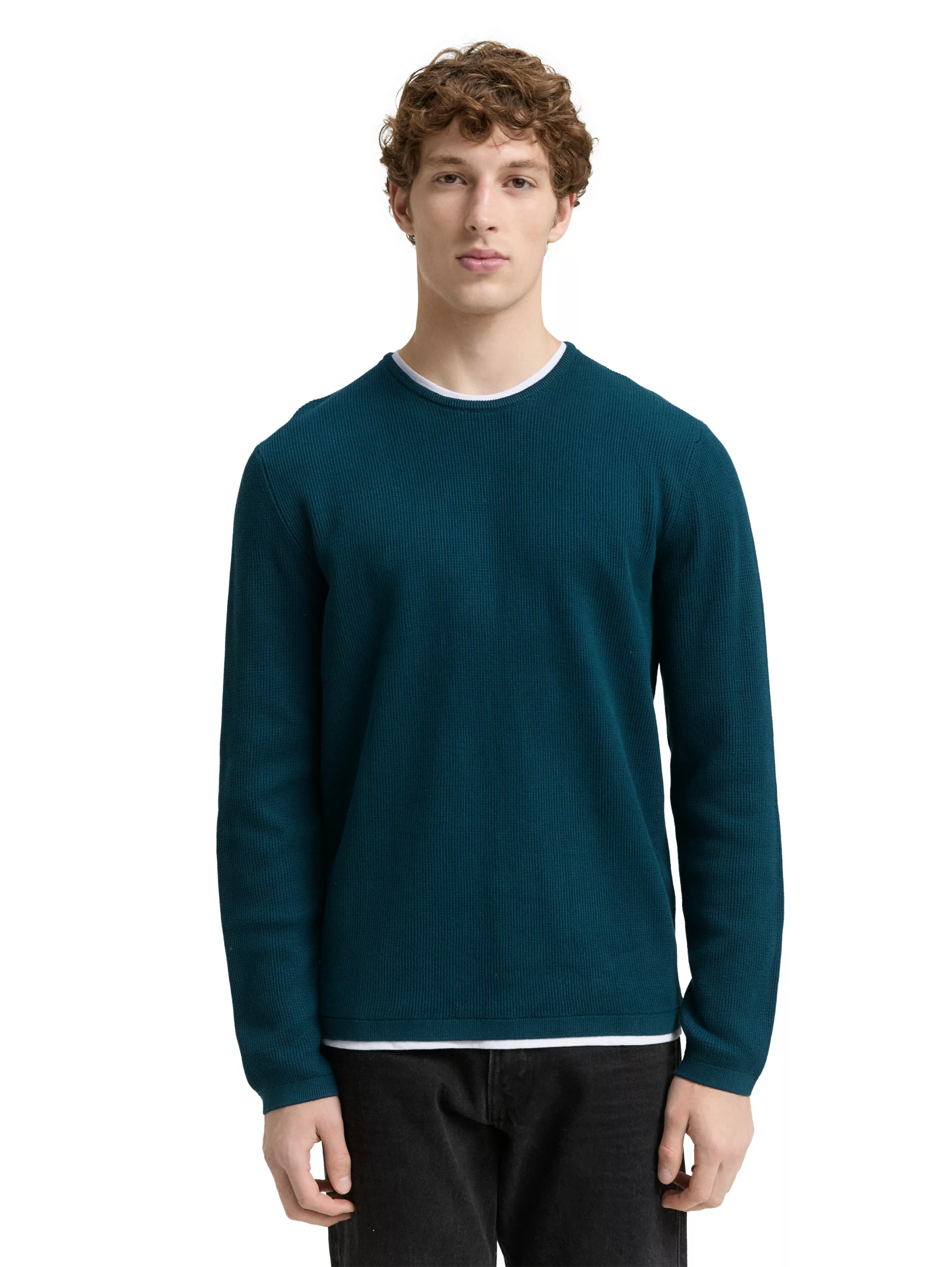 TOM TAILOR Denim Strickpullover, mit 2-in-1 Ausschnitt günstig online kaufen