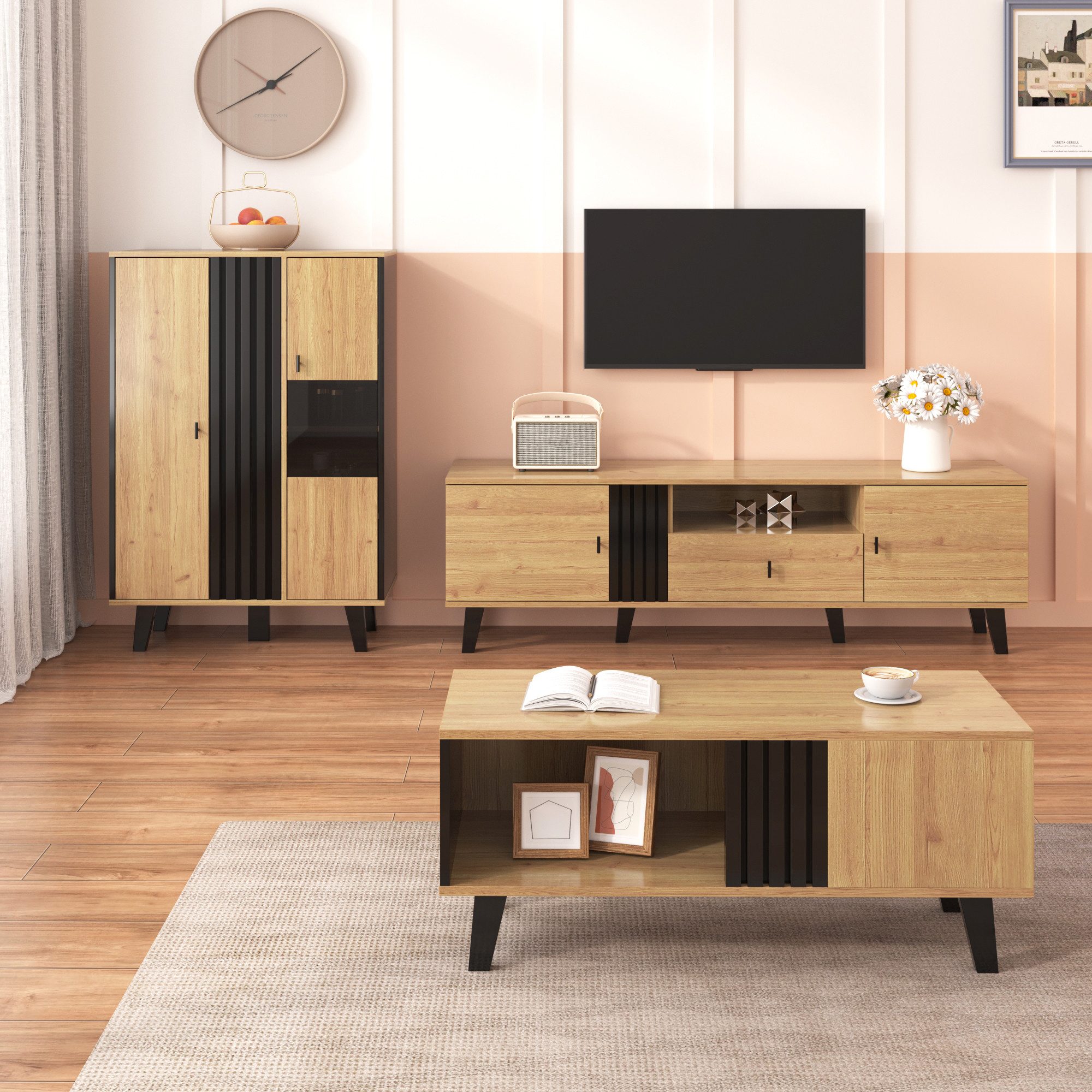 HAUSS SPOLE Wohnzimmer-Set Couchtisch, TV-Schrank, Sideboard, günstig online kaufen