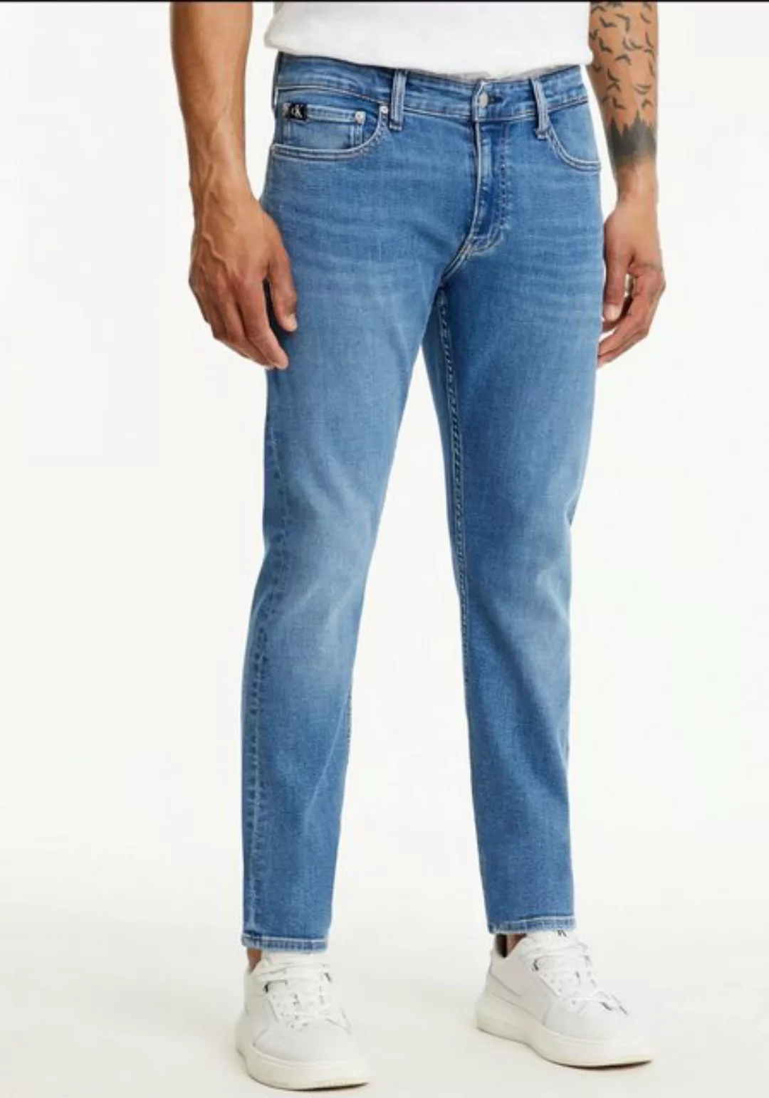 Calvin Klein Jeans Slim-fit-Jeans SLIM mit Calvin Klein Leder-Badge günstig online kaufen