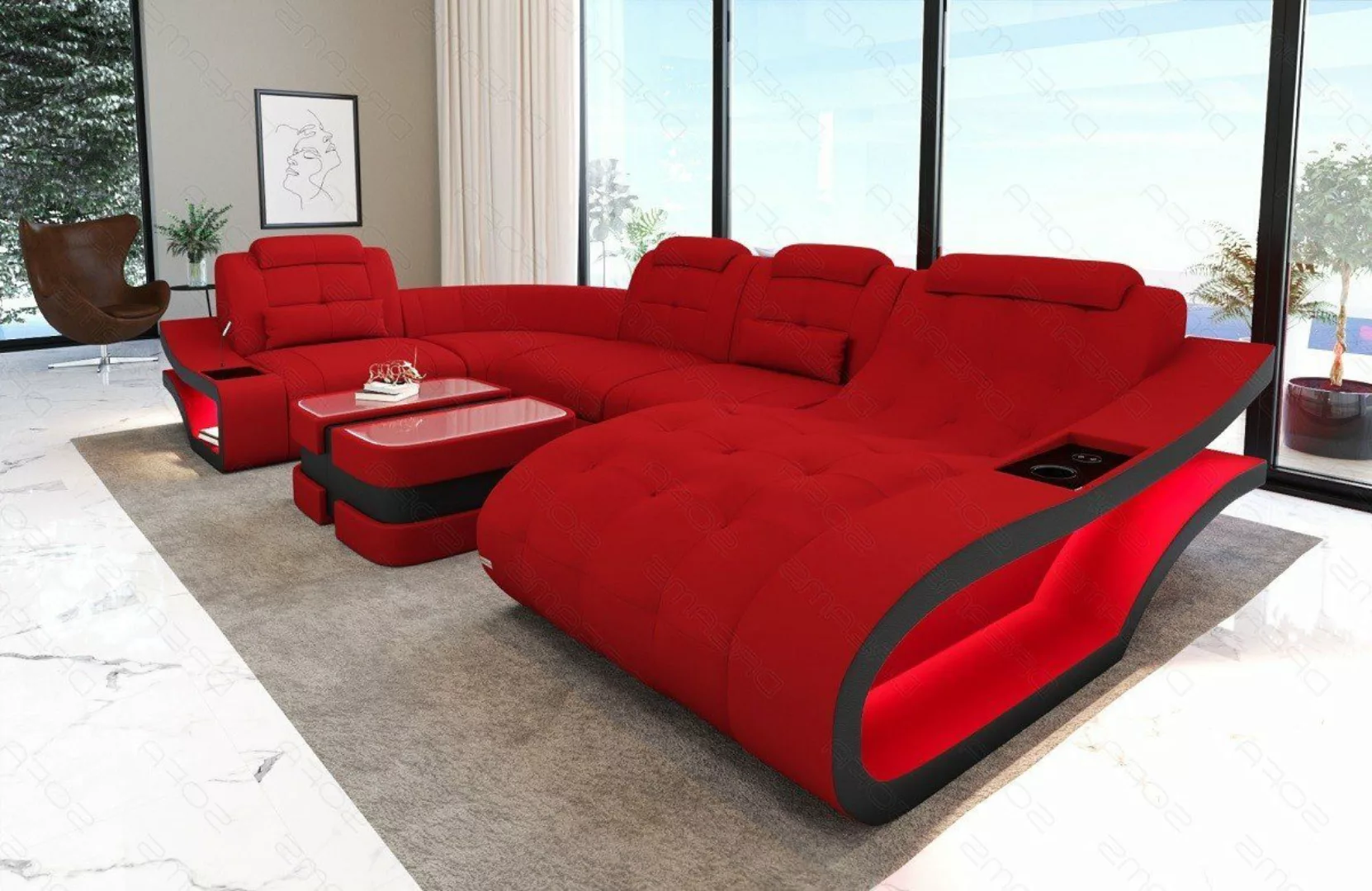 Sofa Dreams Wohnlandschaft Polster Stoffsofa Couch Elegante M - U Form Stof günstig online kaufen