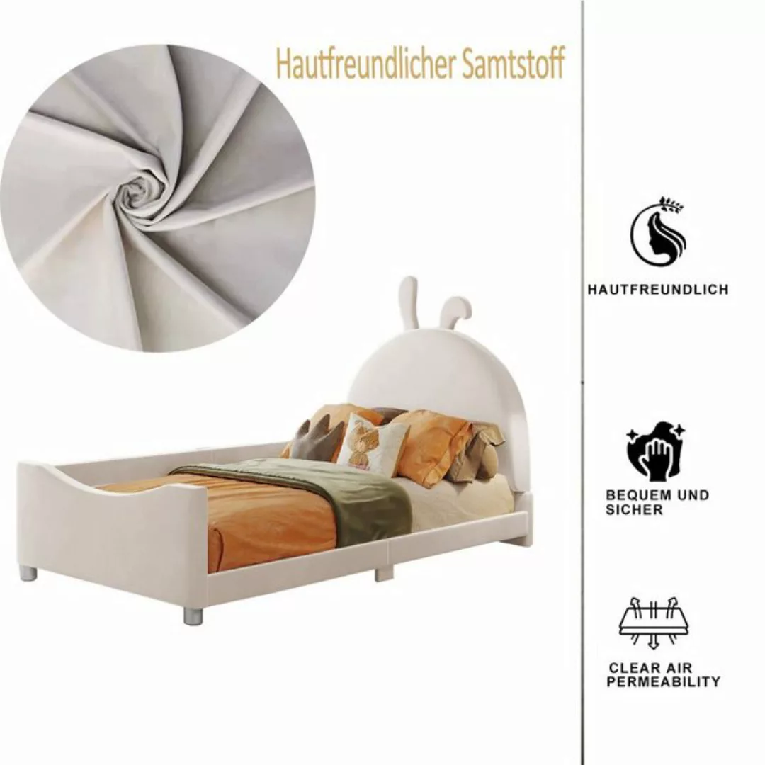 Sweiko Polsterbett, Kinderbett mit Hasenkopfteil und Seitengitter, 90*200cm günstig online kaufen