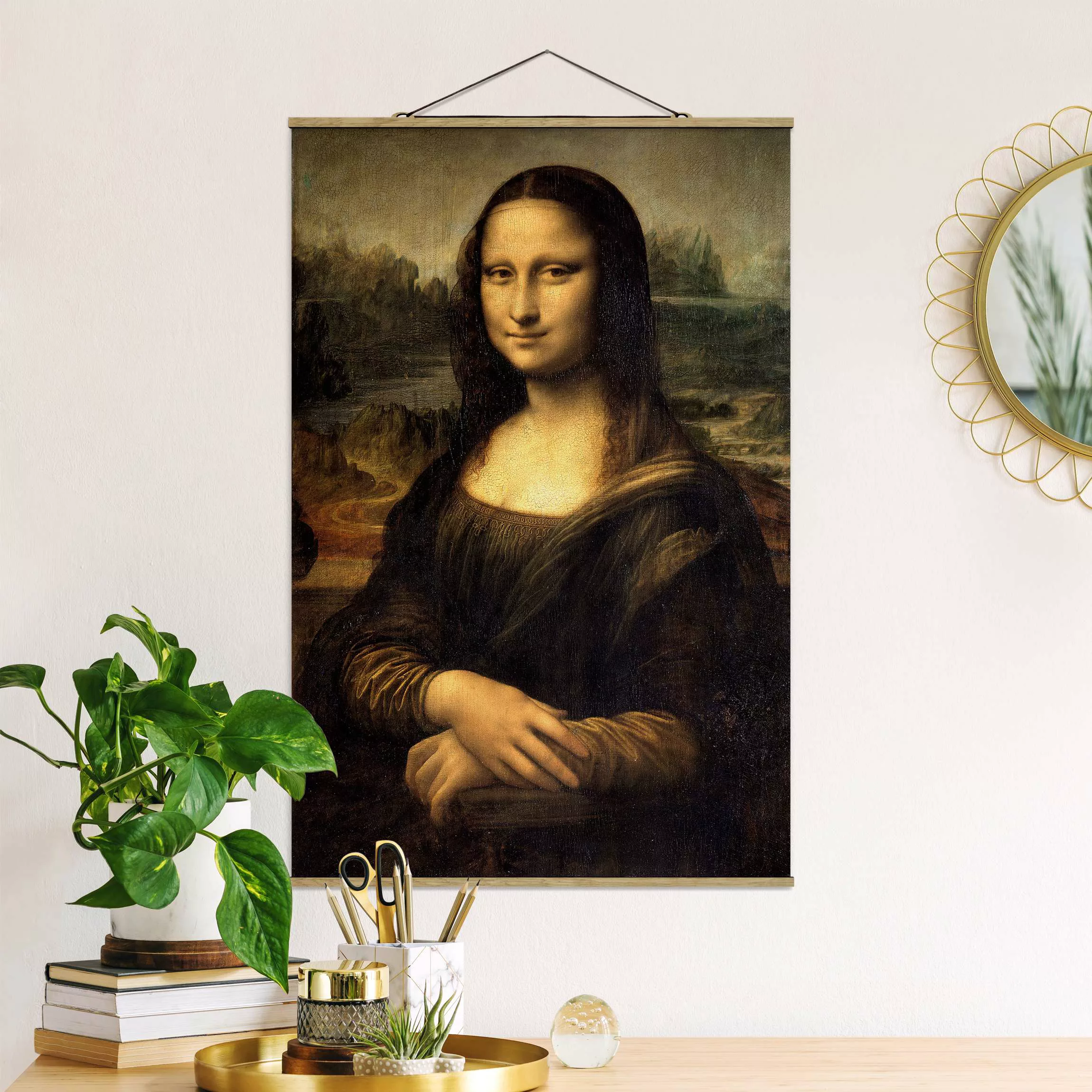 Stoffbild Kunstdruck mit Posterleisten - Hochformat Leonardo da Vinci - Mon günstig online kaufen